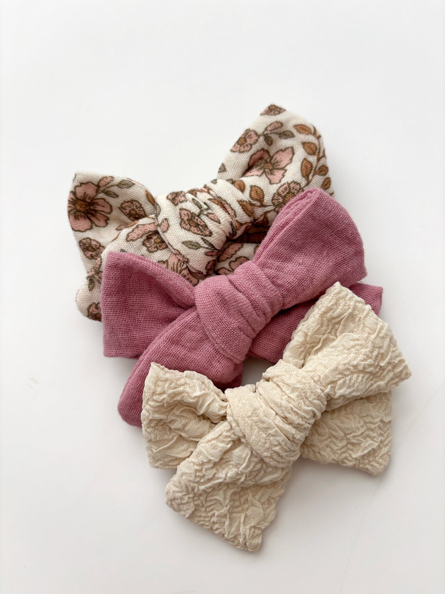 Pink Floral Set of 3 Bows
