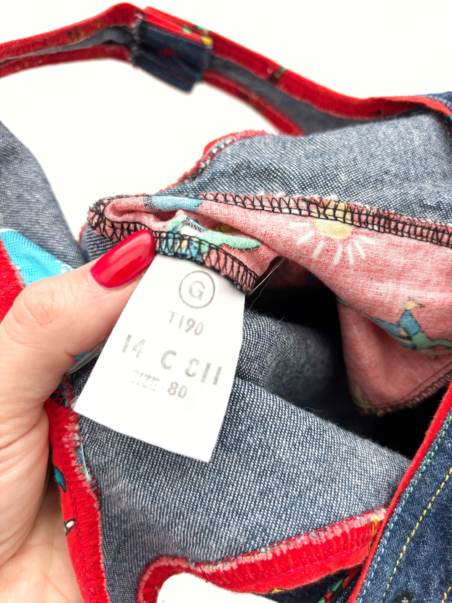 Vintage Lined Denim Dungarees Age 12-18 Months