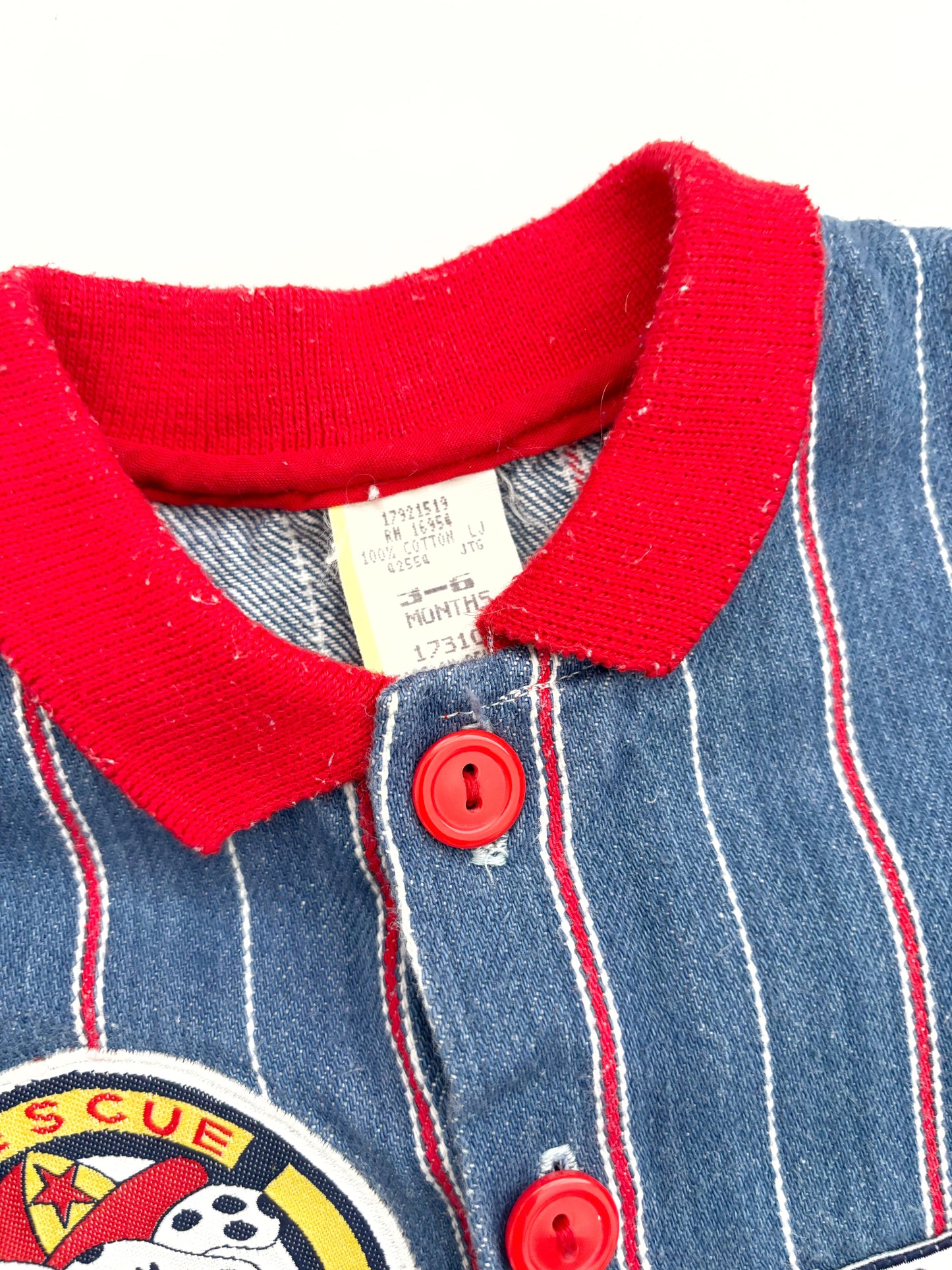 Vintage Fire Pup Stripe Romper Age 3-6 Months