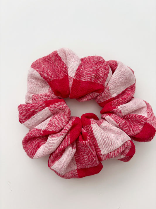 Red Checkered Scrunchie