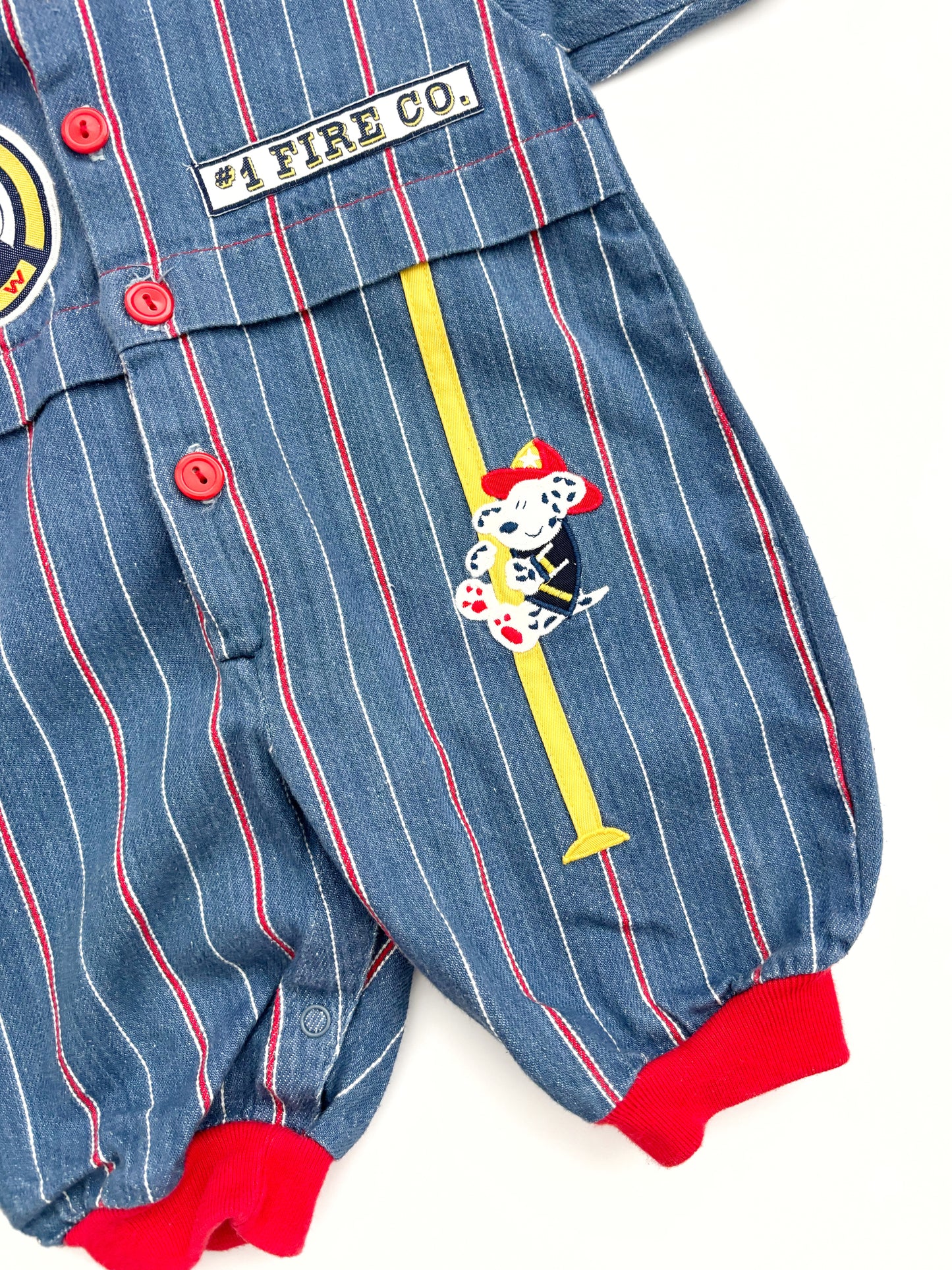 Vintage Fire Pup Stripe Romper Age 3-6 Months