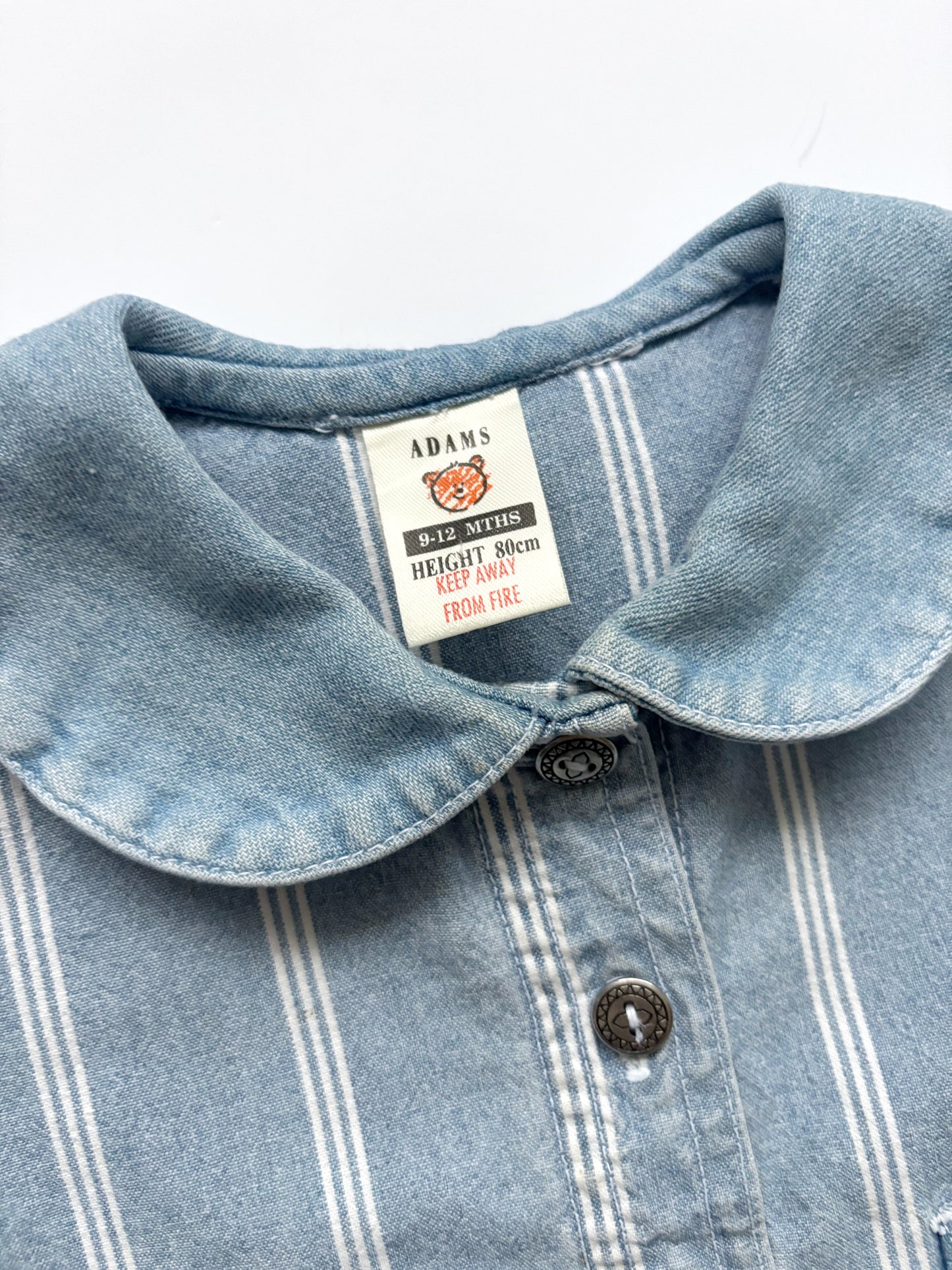 Vintage Stripey Denim Dress Age 9-12 Months