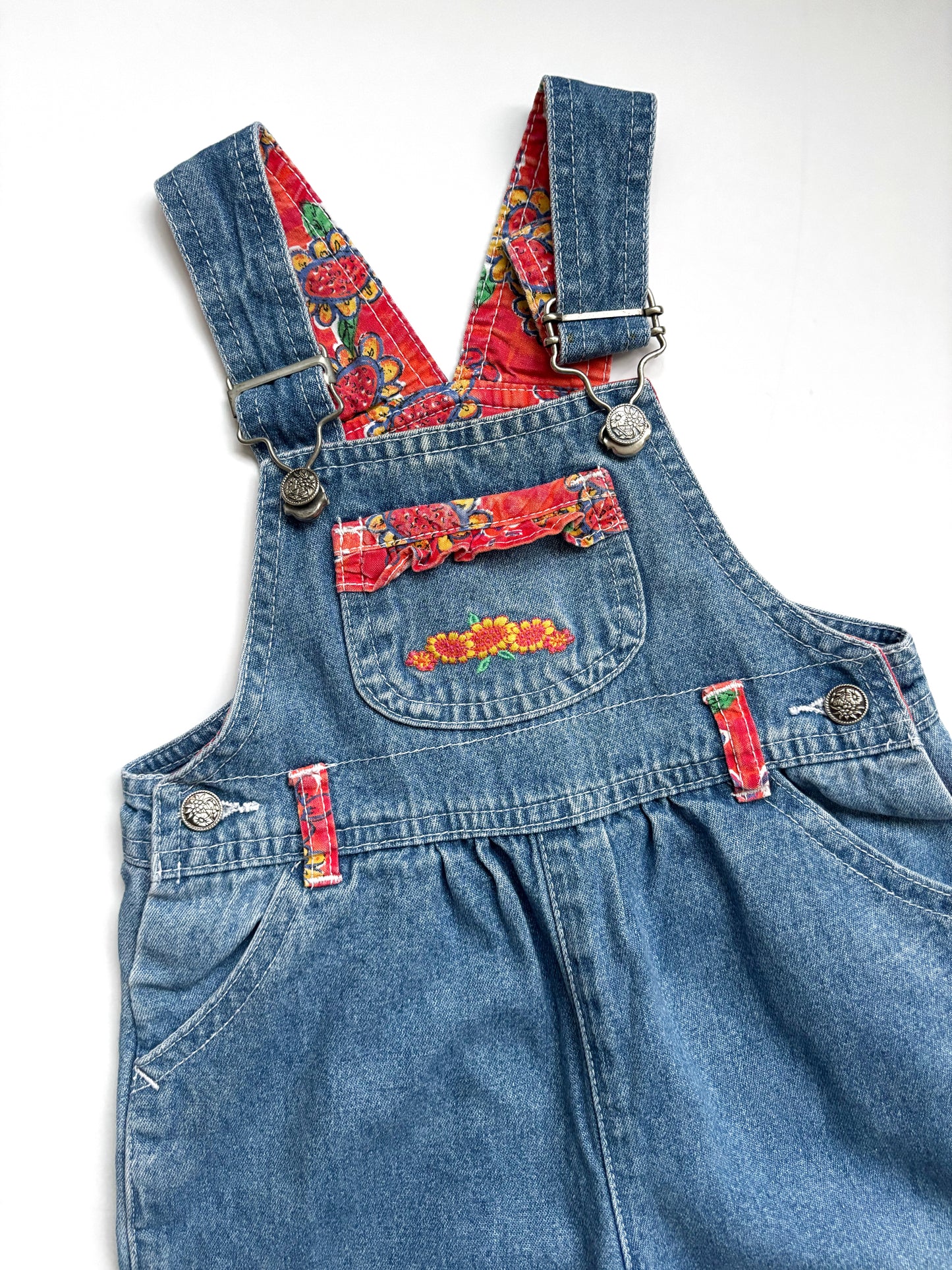 Vintage Sunflower Dungarees Age 12-18 Months