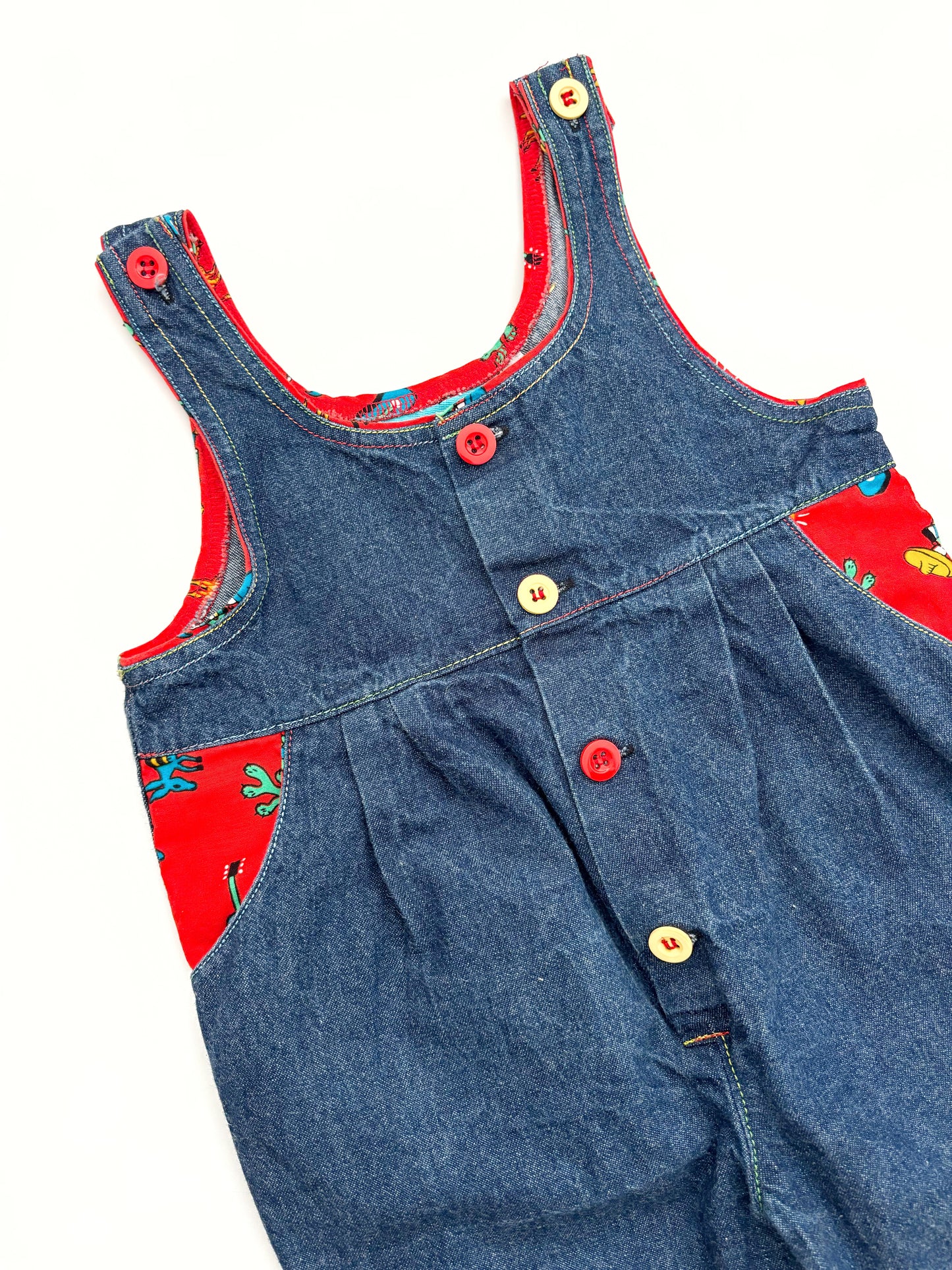Vintage Lined Denim Dungarees Age 12-18 Months