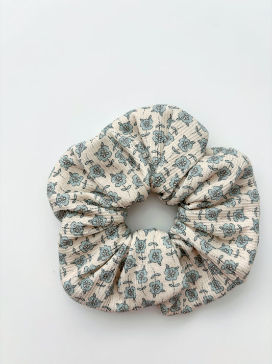 Blue Floral Scrunchie