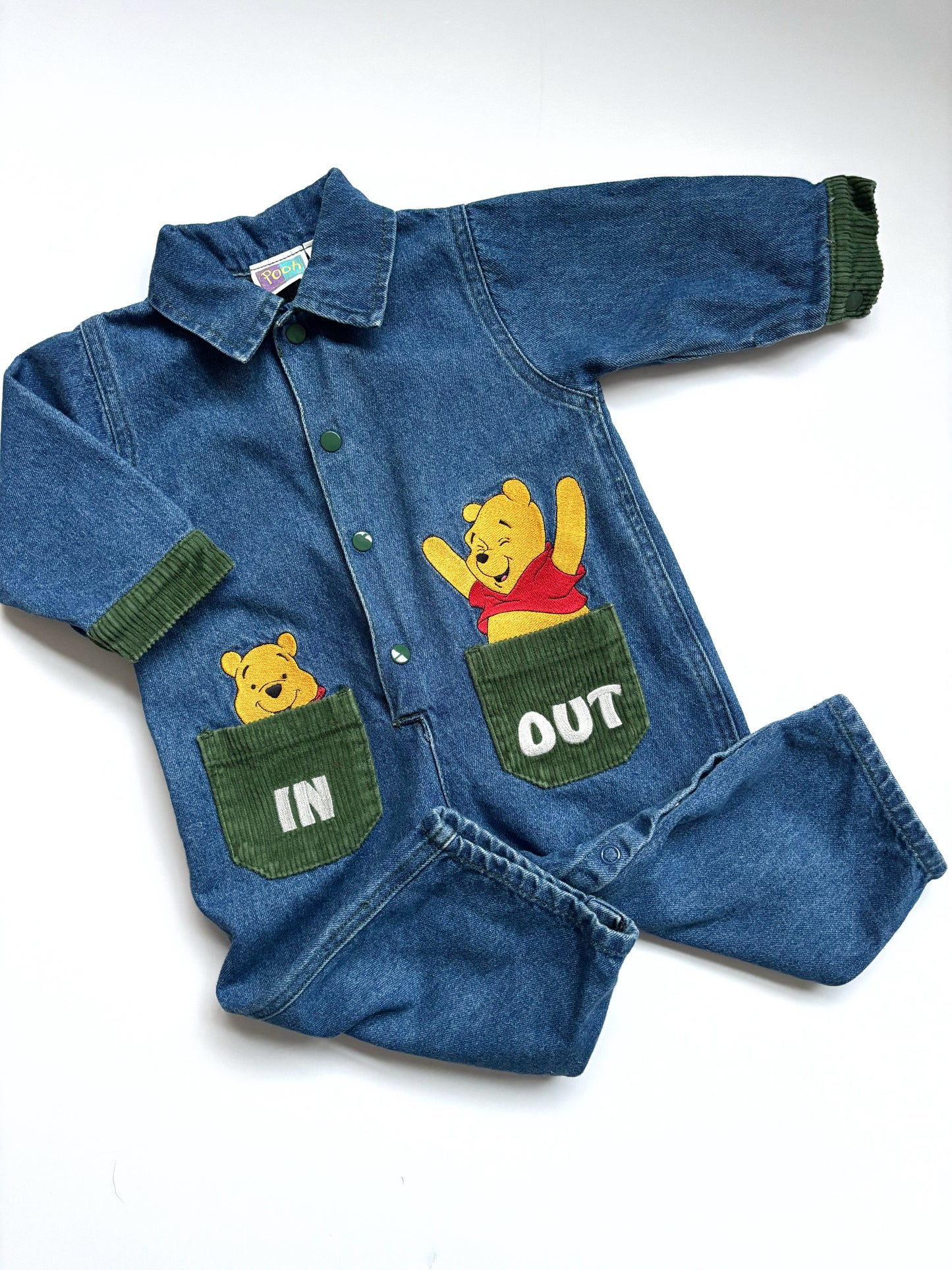 Vintage Winnie the Pooh Denim Romper Age 12 Months