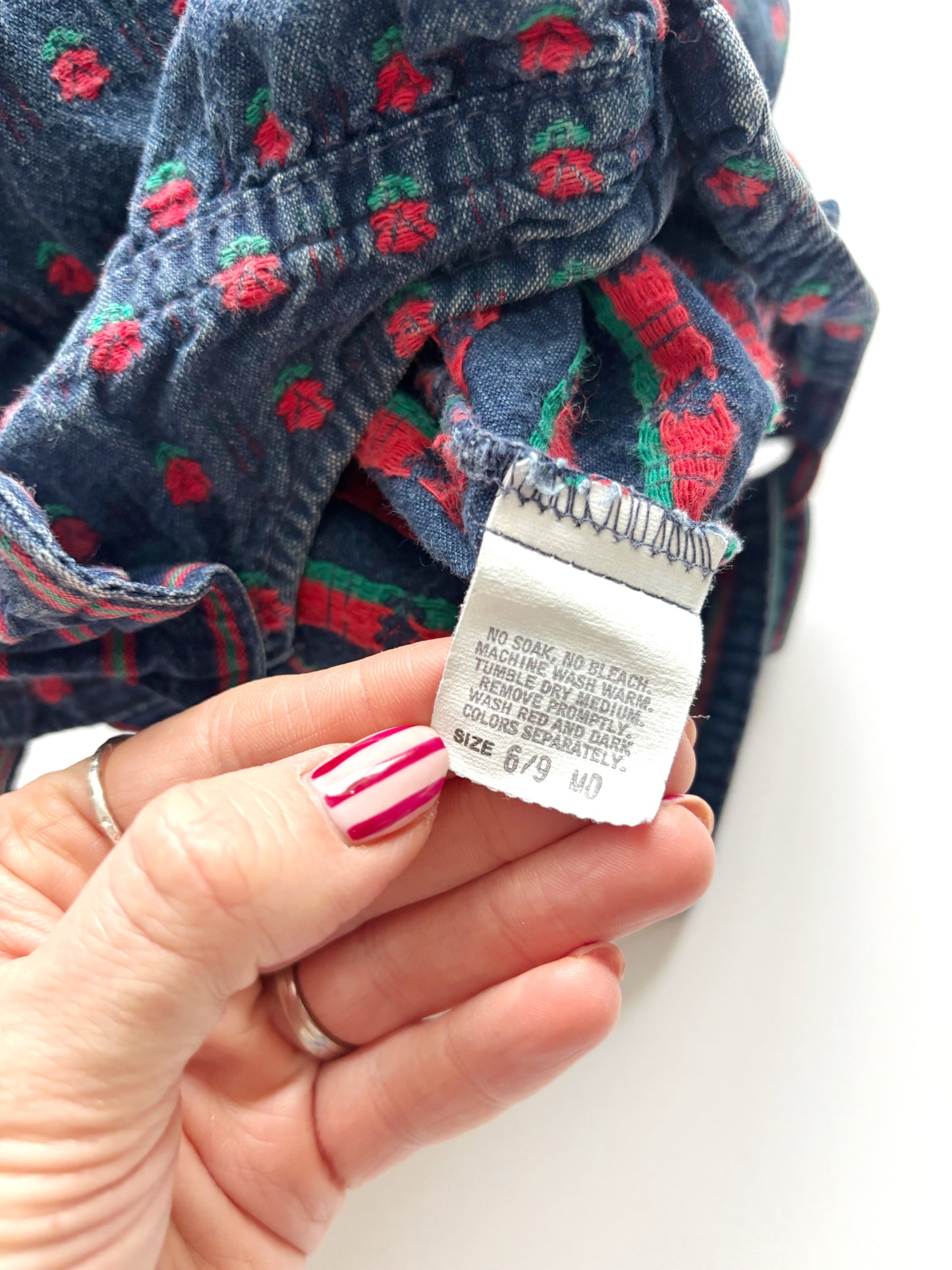 Vintage Blue & Red Oshkosh Dungarees Age 6-9 Months.