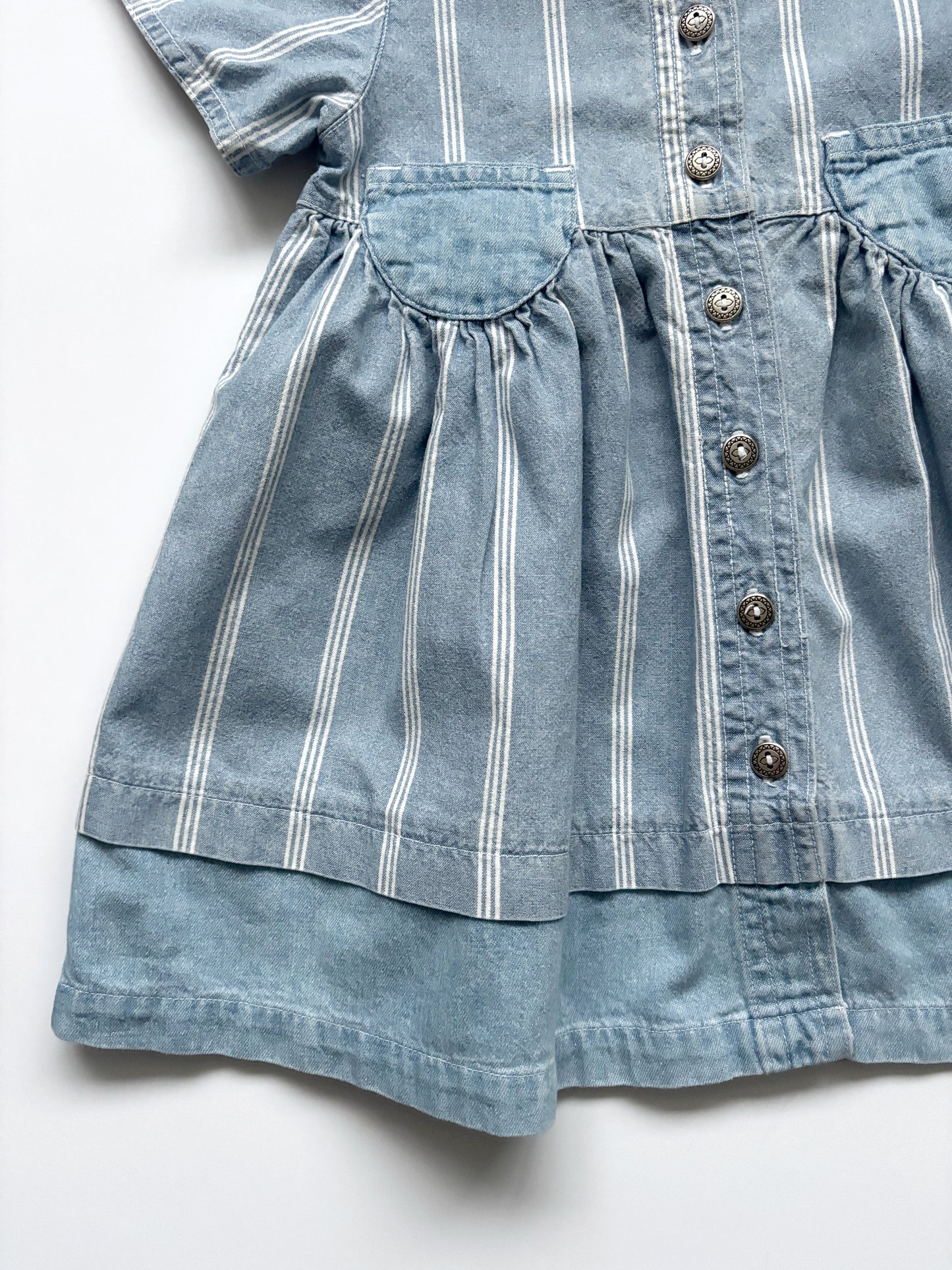 Vintage Stripey Denim Dress Age 9-12 Months