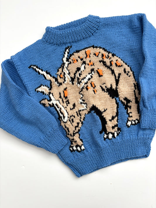 Triceratops Handknit Jumper Age 3-4 Years