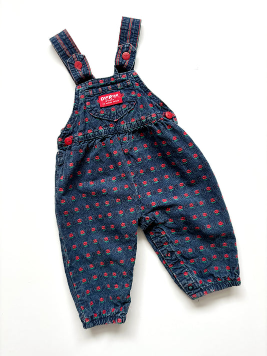 Vintage Blue & Red Oshkosh Dungarees Age 6-9 Months.