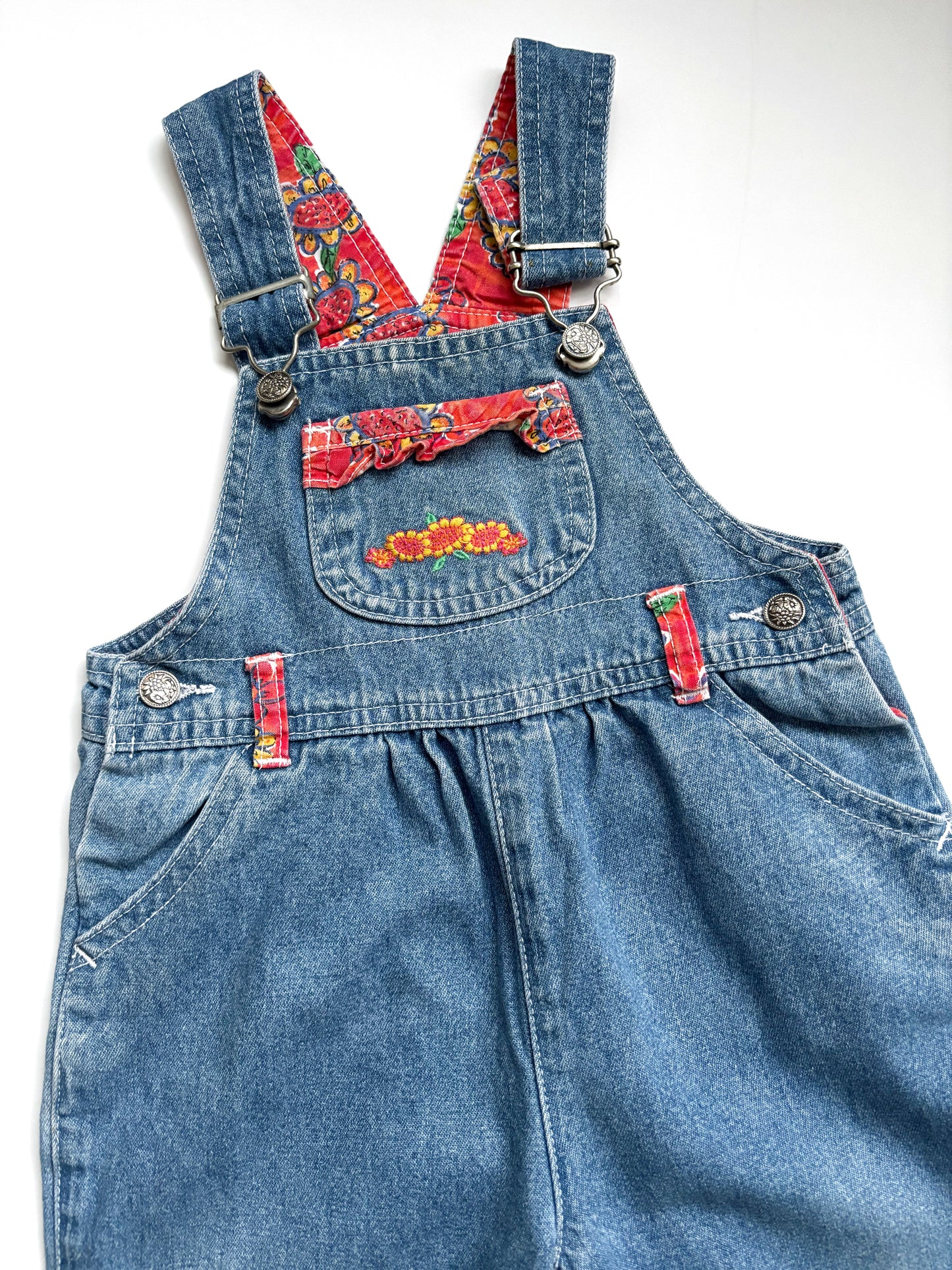Vintage Sunflower Dungarees Age 12-18 Months