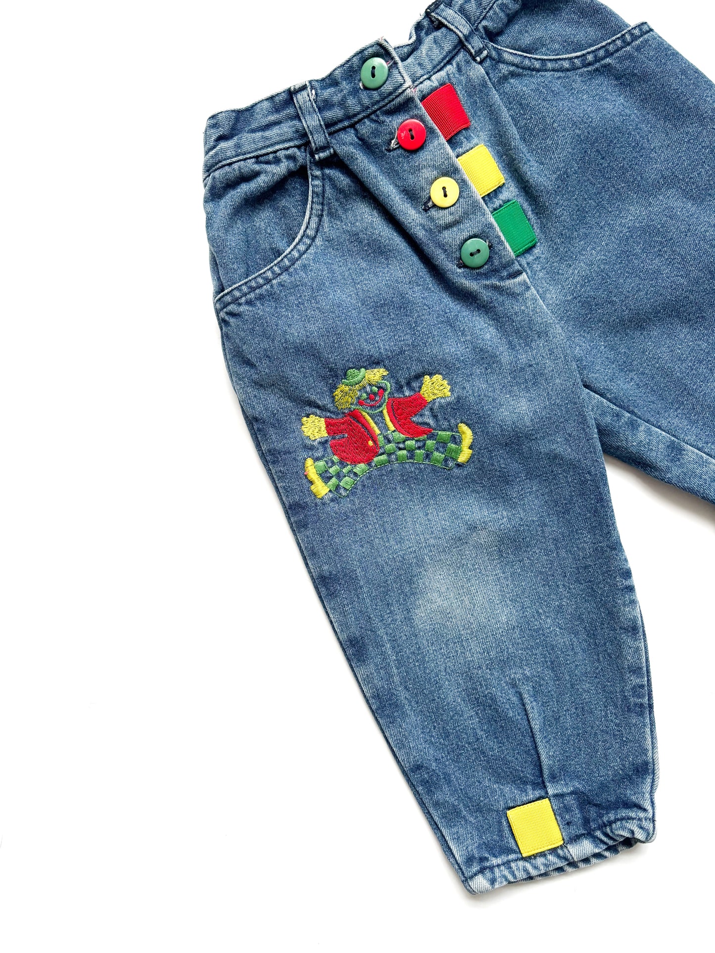 Vintage Clown Print Jeans Age 18-24 Months