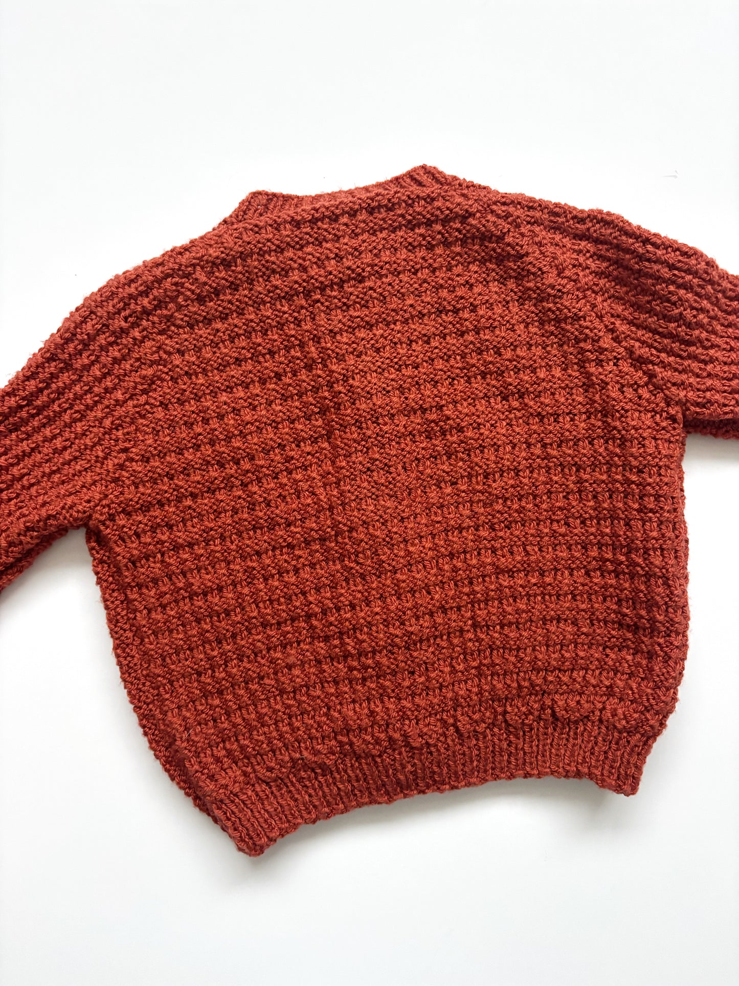 Handknit Dark Orange Cardigan Age 1-2 Years