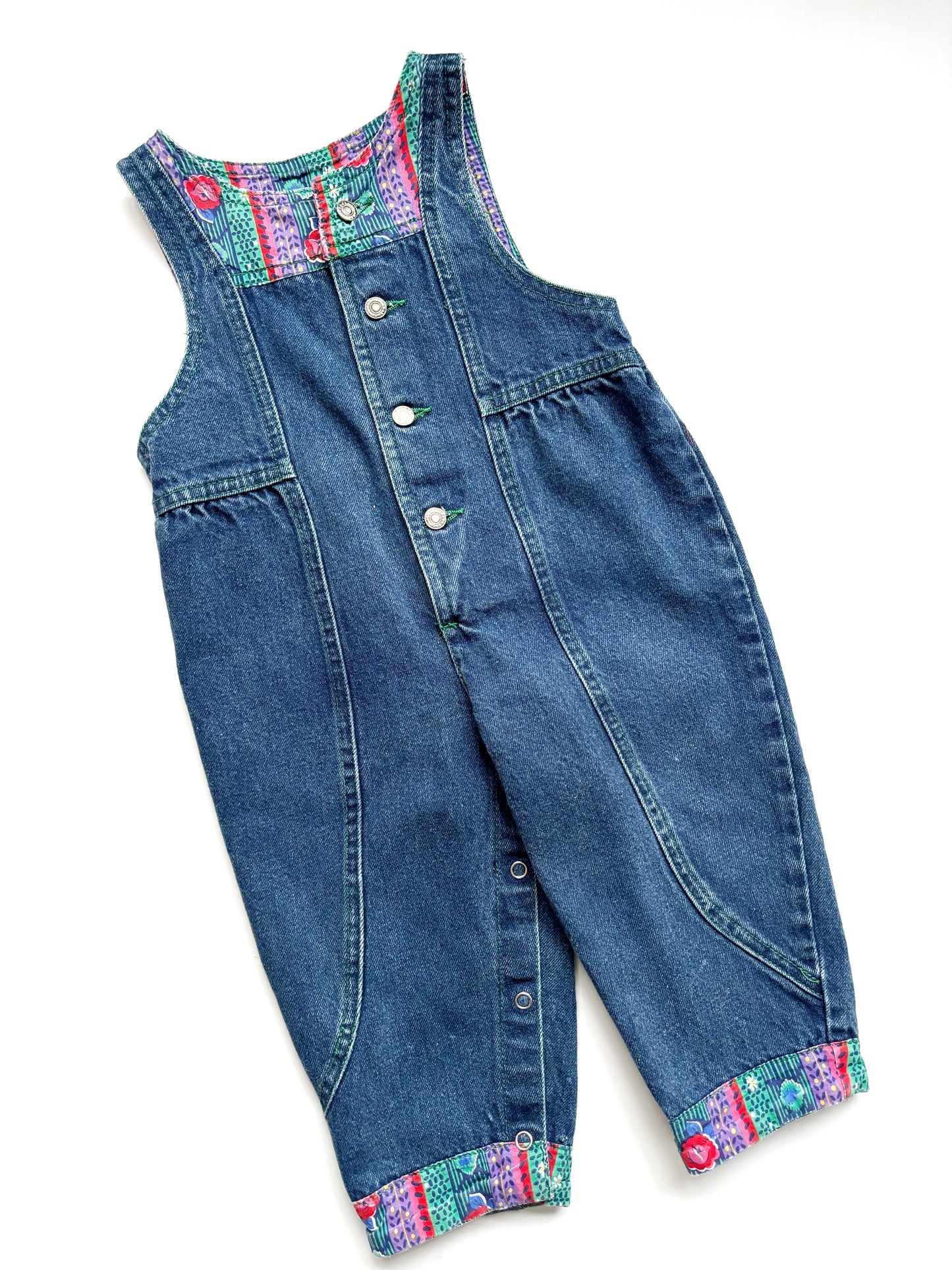 Vintage Denim Turn Up Dungarees Age 18 Months