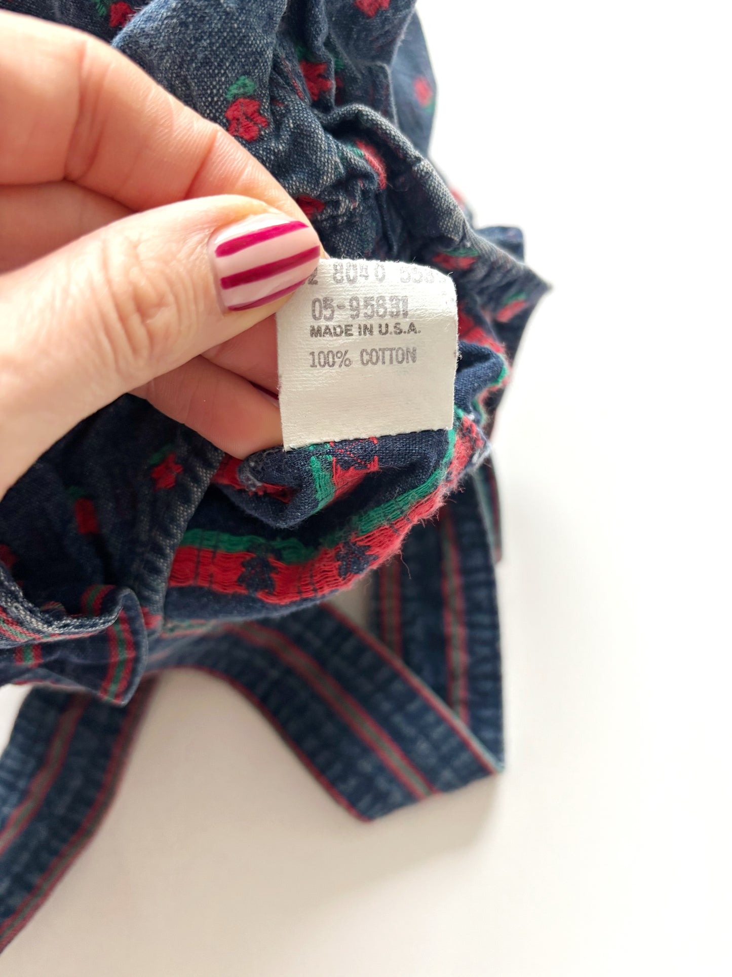 Vintage Blue & Red Oshkosh Dungarees Age 6-9 Months.