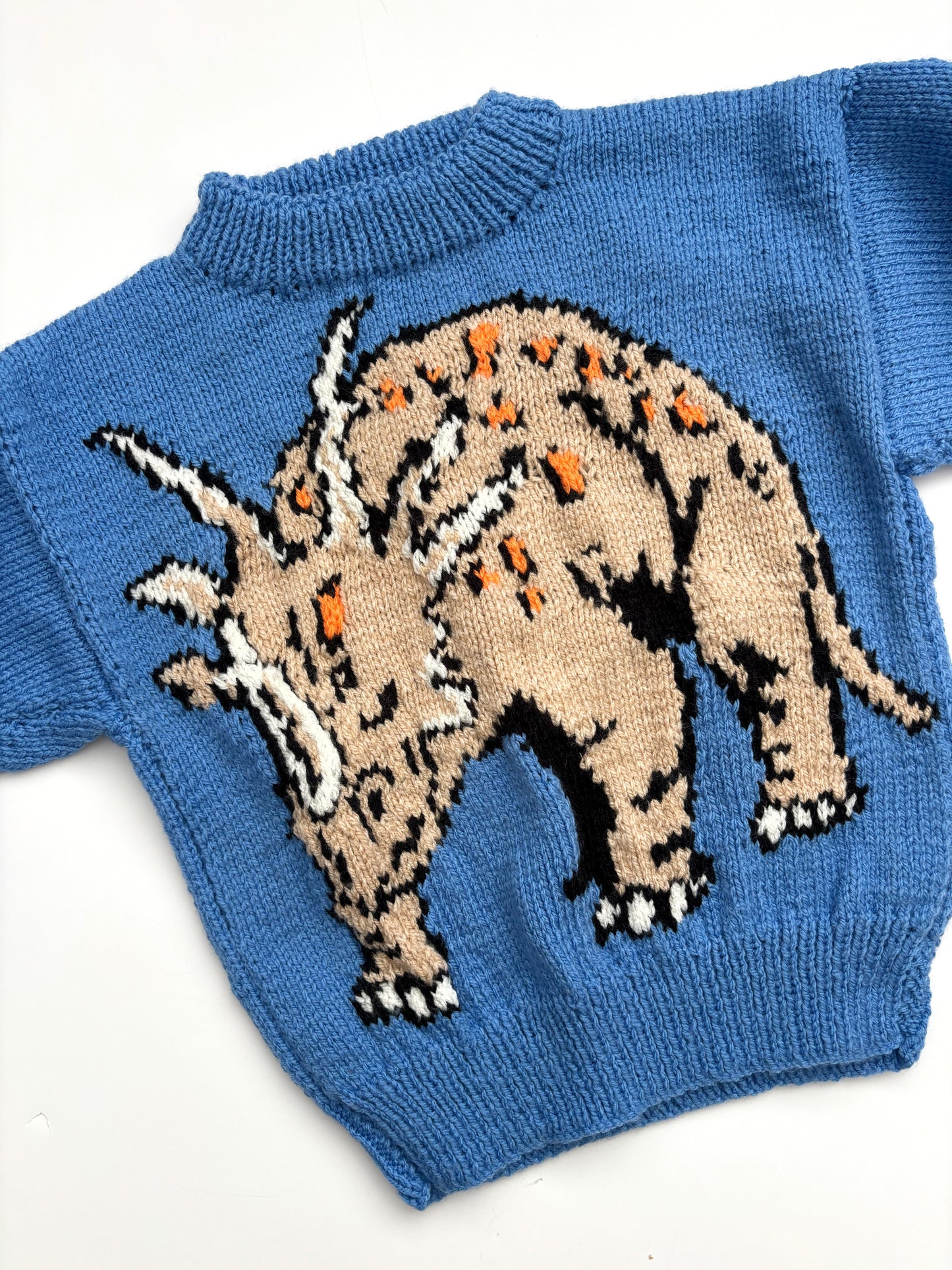 Triceratops Handknit Jumper Age 3-4 Years
