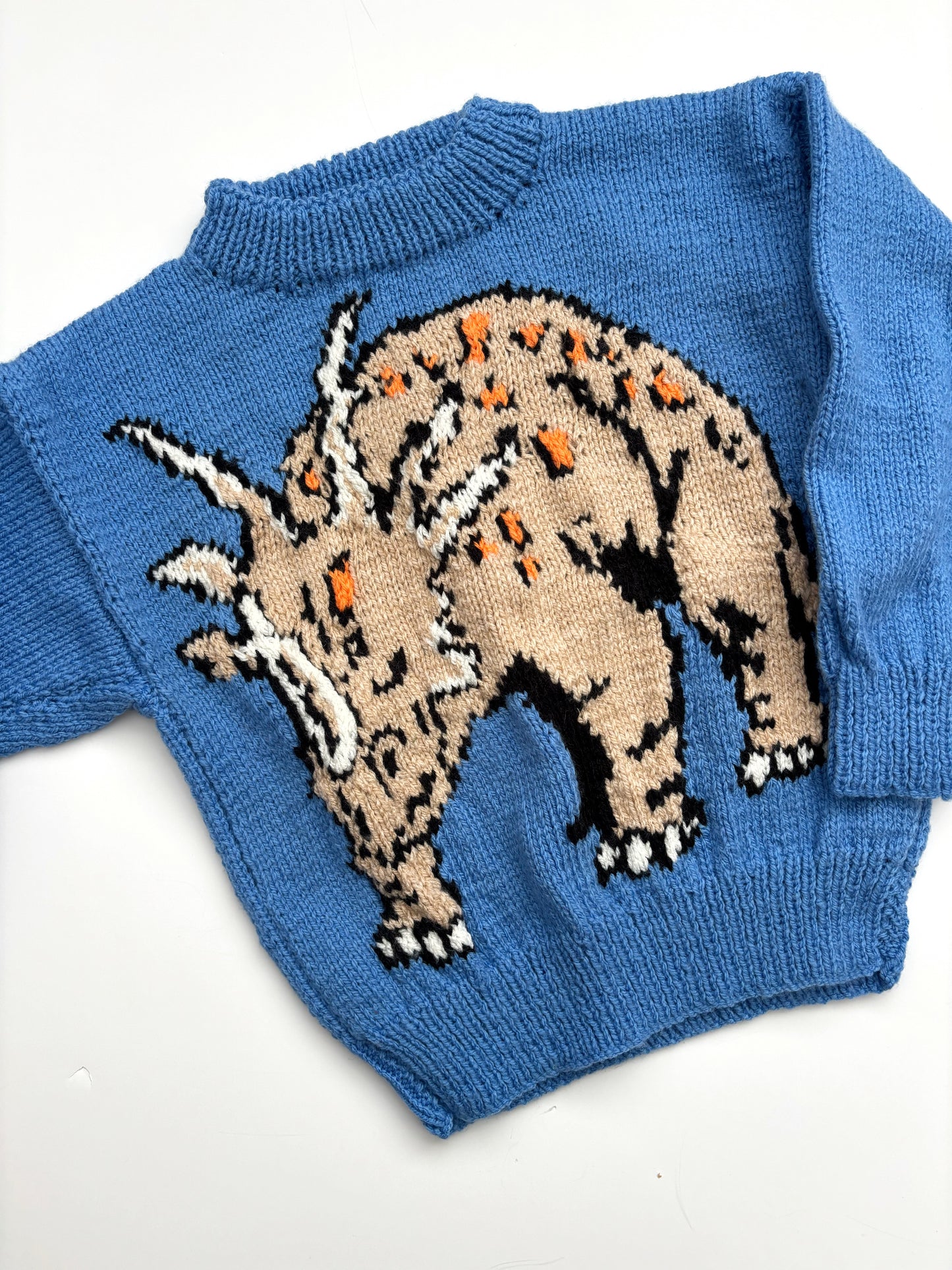 Triceratops Handknit Jumper Age 3-4 Years