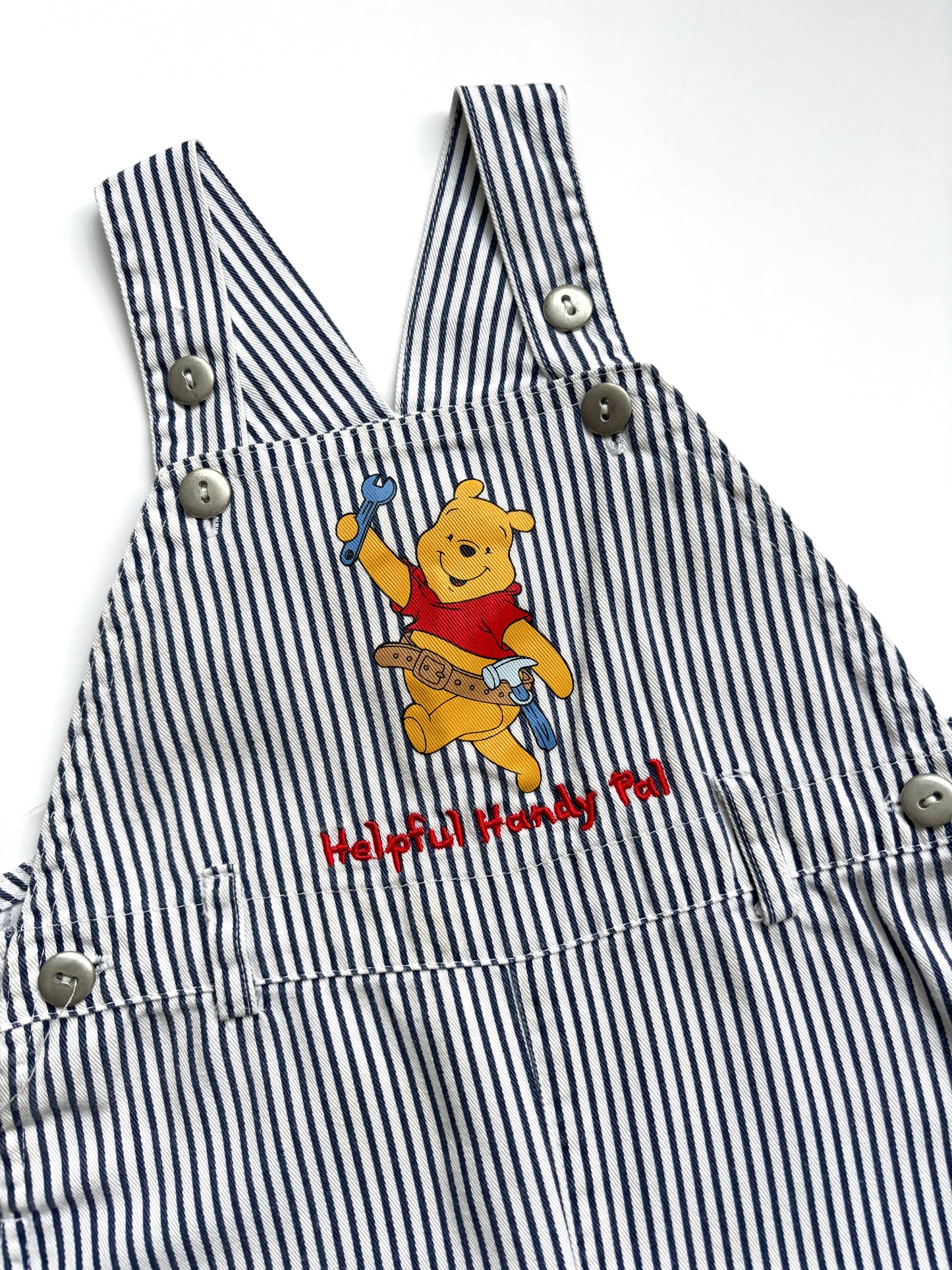 Vintage Winnie the Pooh Stripe Dungarees Age 18 Months