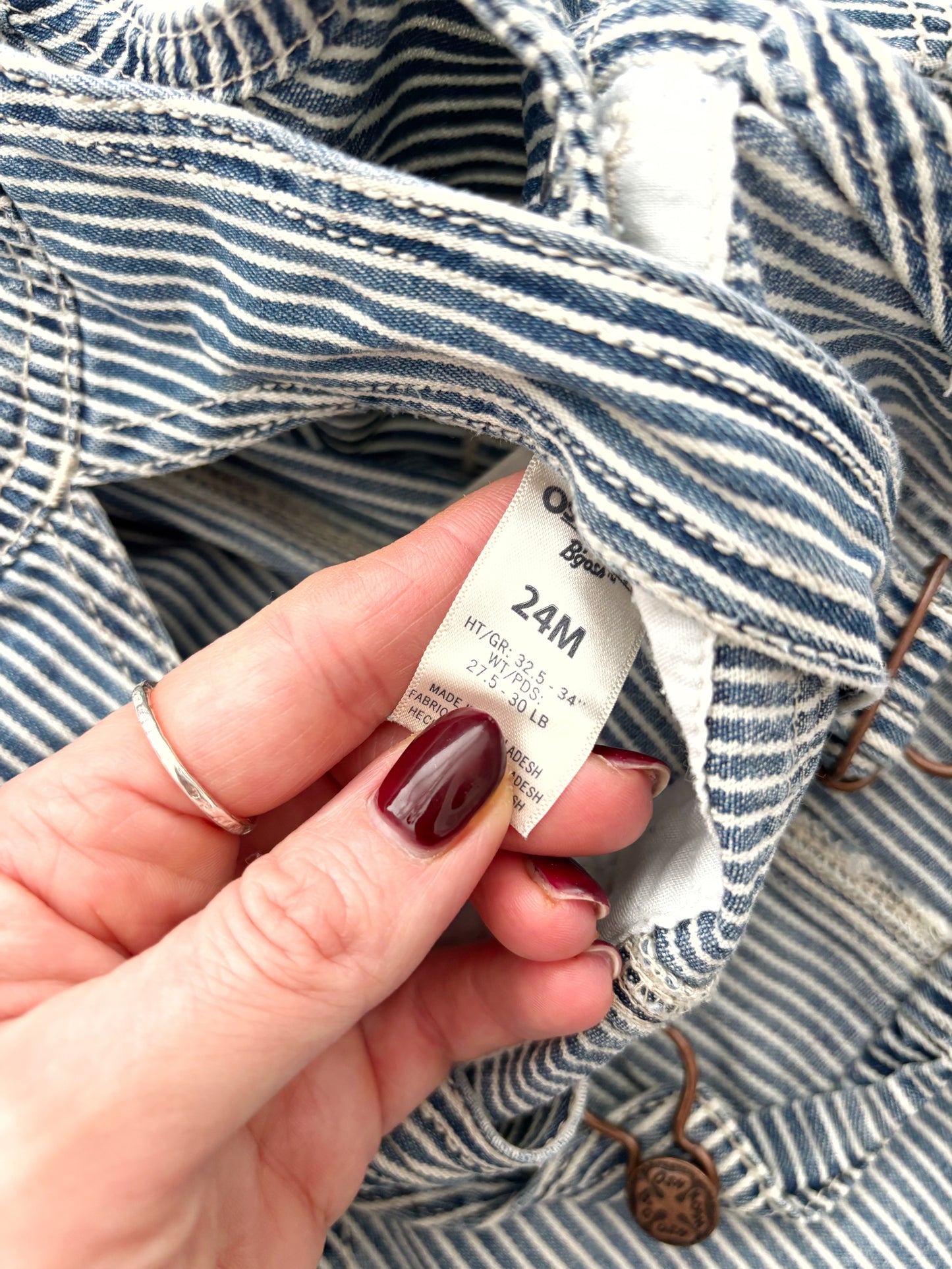 Hickory Stripe Oshkosh Shortall Dungarees Age 2 Years