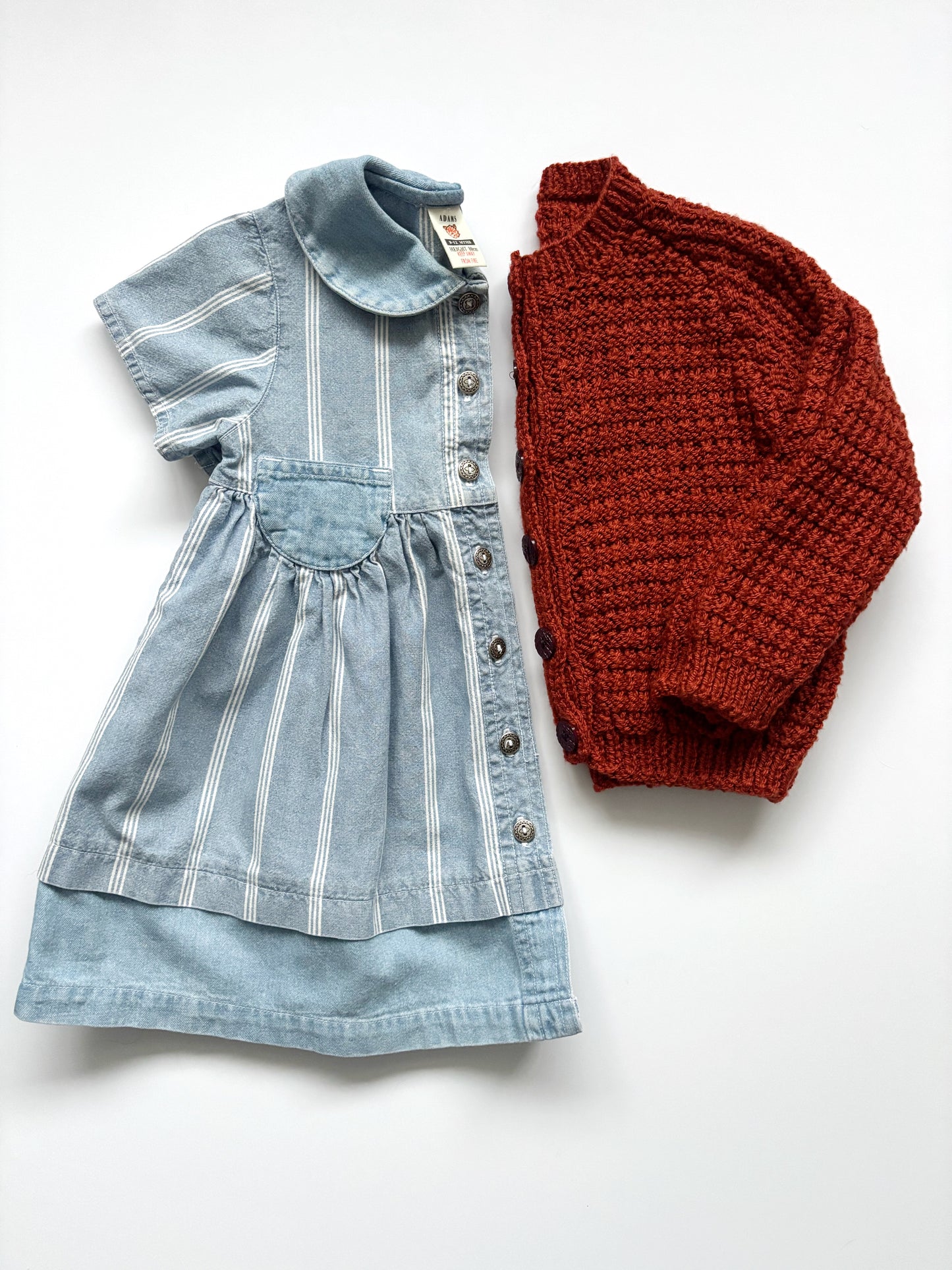 Vintage Stripey Denim Dress Age 9-12 Months