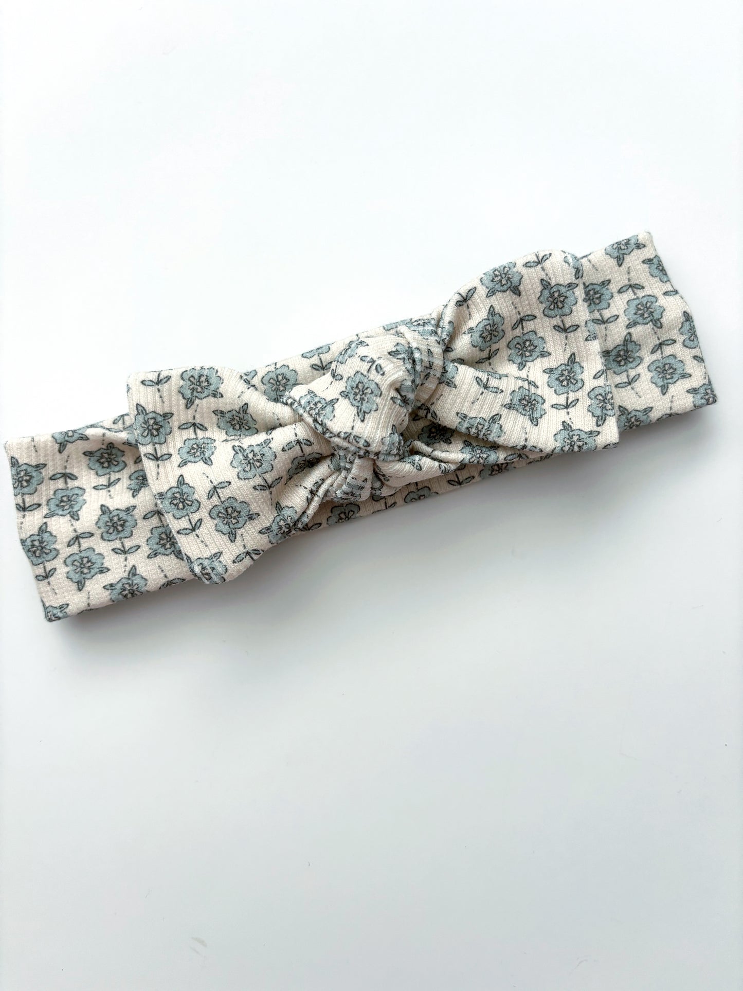 Blue Floral Topknot Headband