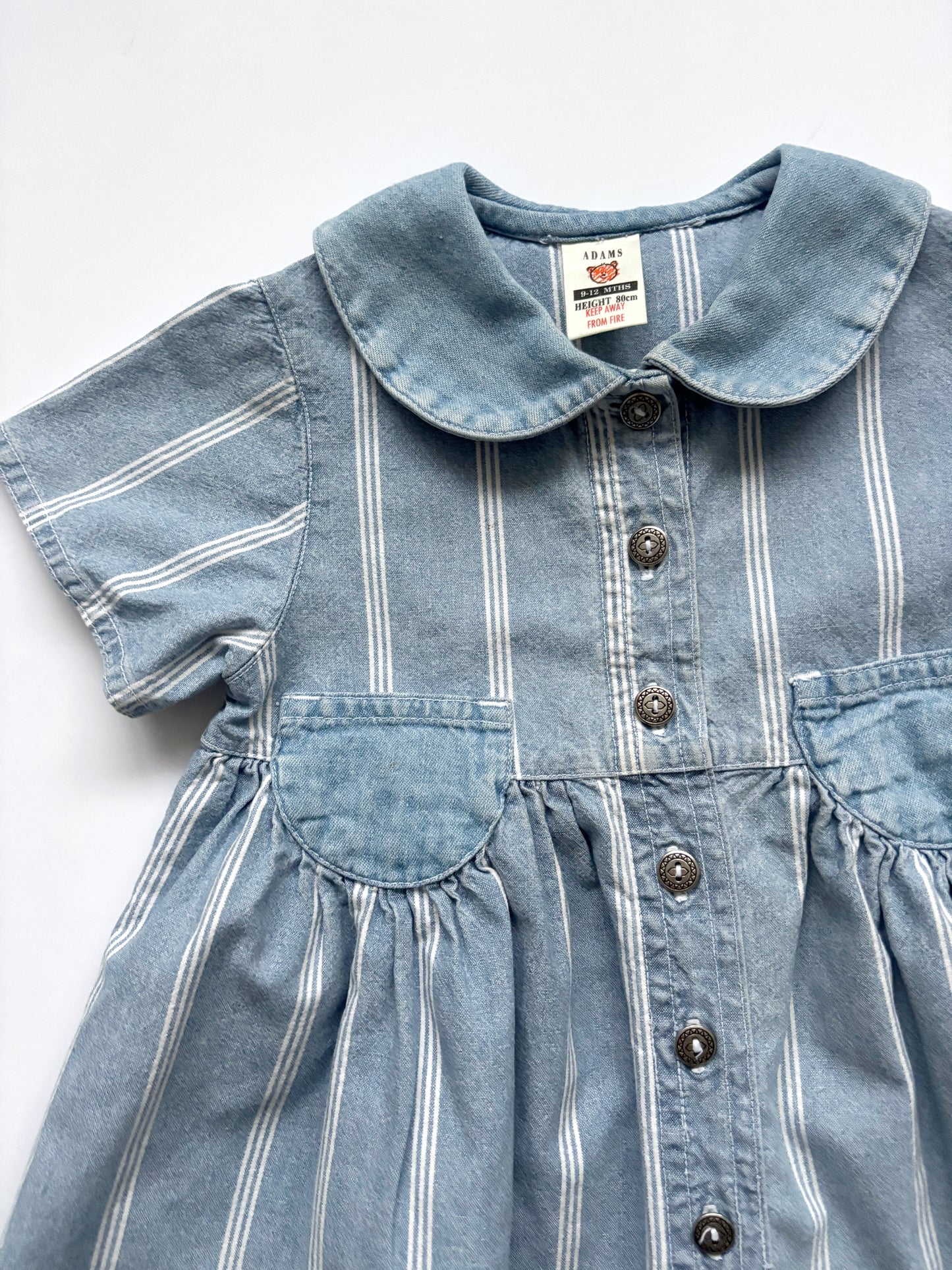 Vintage Stripey Denim Dress Age 9-12 Months