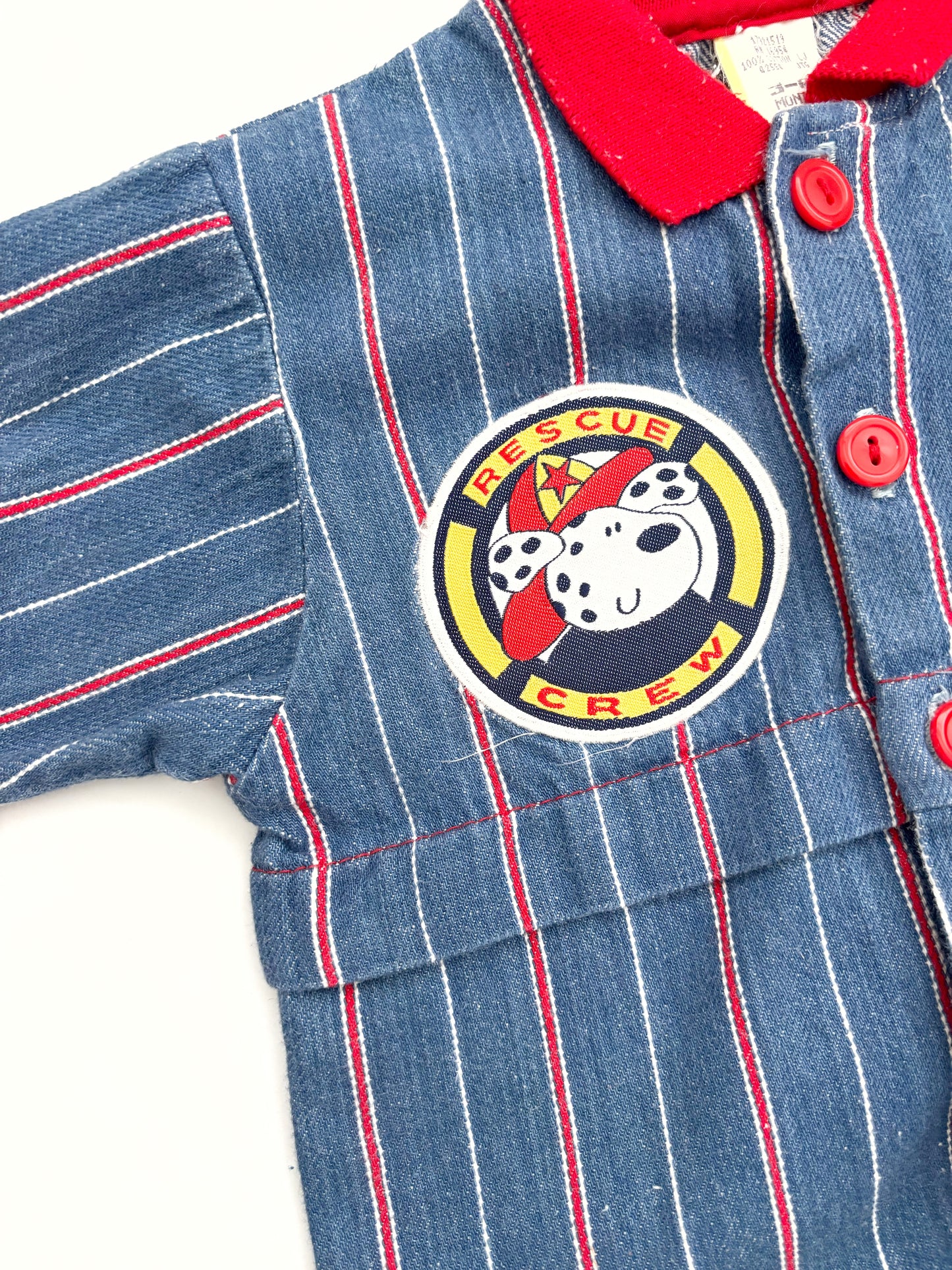 Vintage Fire Pup Stripe Romper Age 3-6 Months
