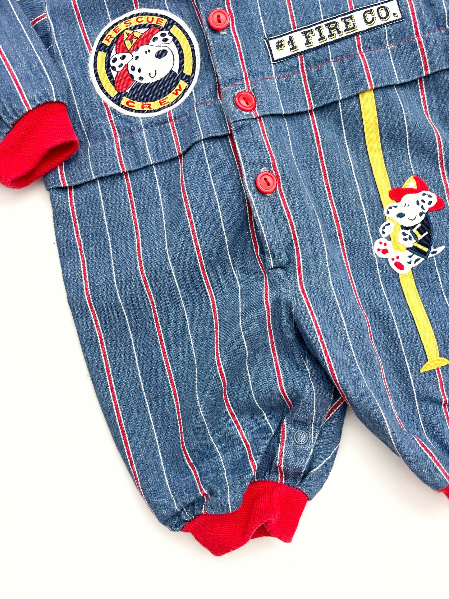 Vintage Fire Pup Stripe Romper Age 3-6 Months