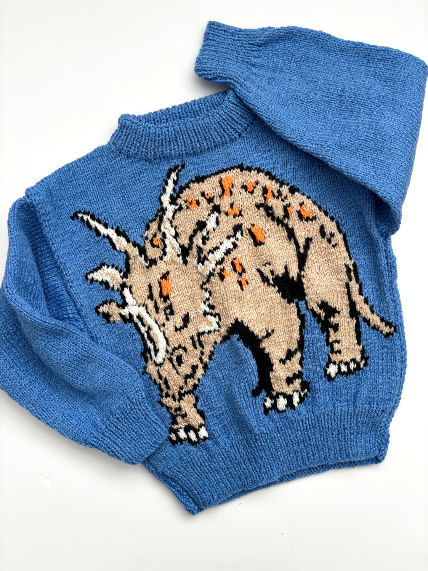 Triceratops Handknit Jumper Age 3-4 Years