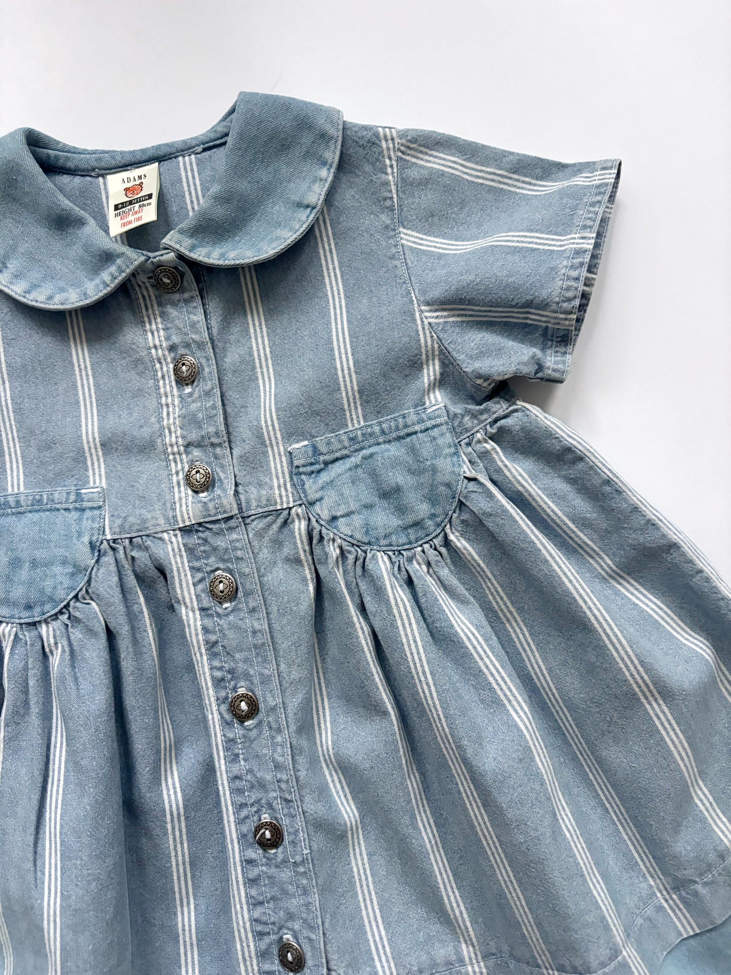 Vintage Stripey Denim Dress Age 9-12 Months