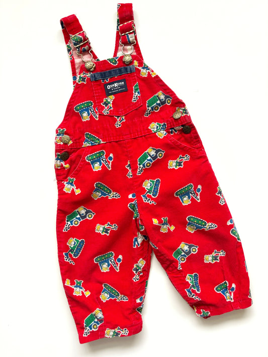 Vintage Construction Red Oshkosh Corduroy Dungarees Age 18 Months