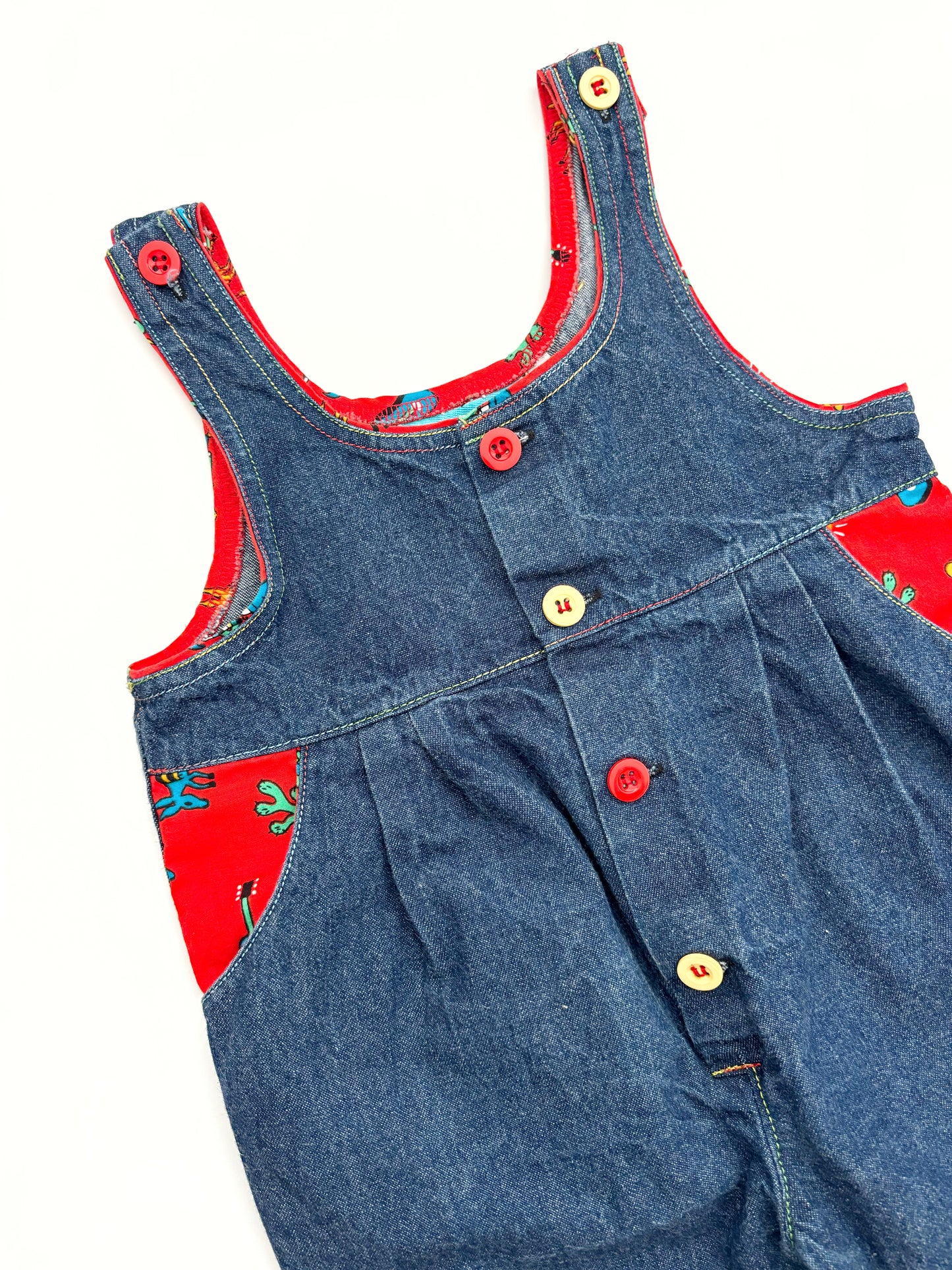Vintage Lined Denim Dungarees Age 12-18 Months