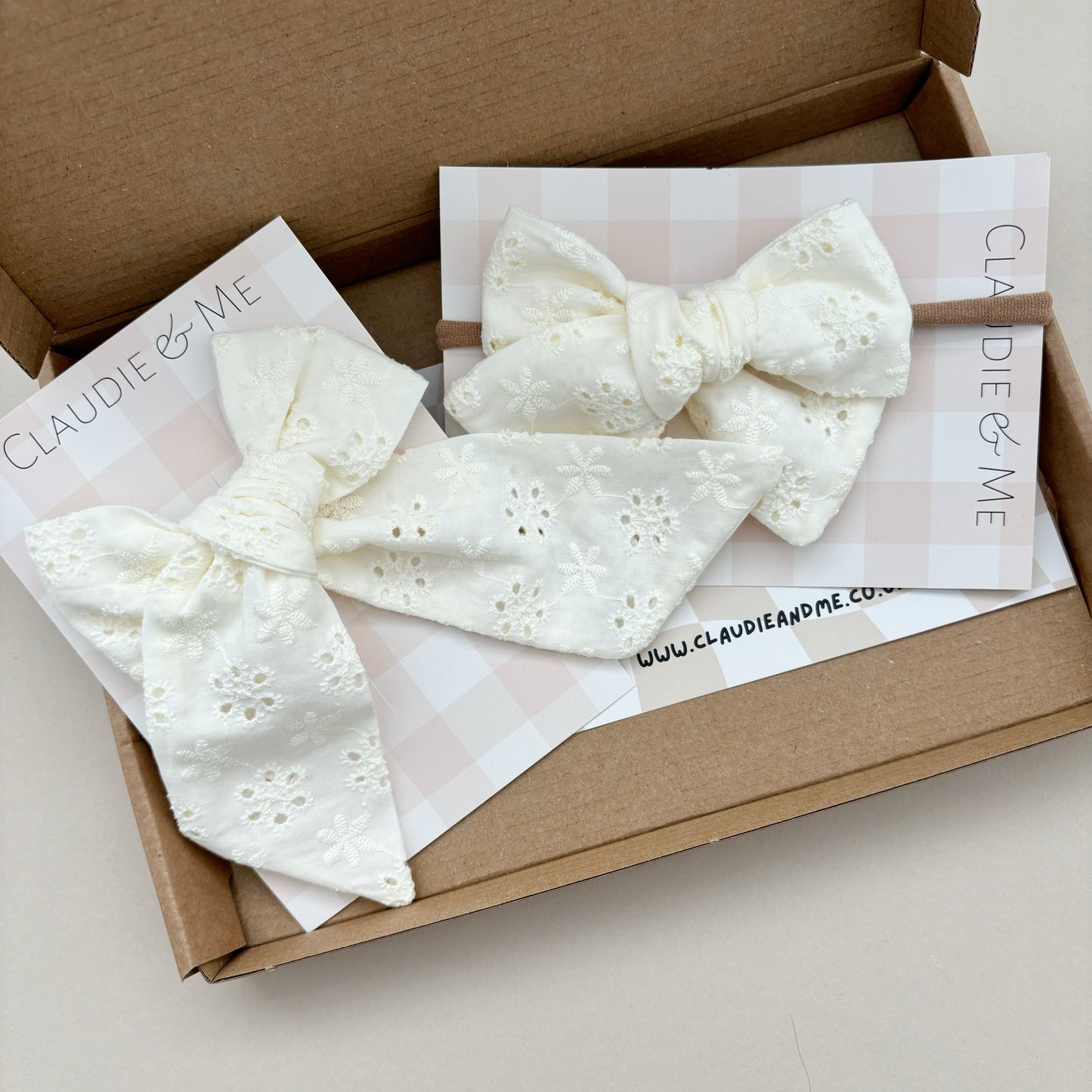 Oversized Cream Broderie Lace Bow image 2