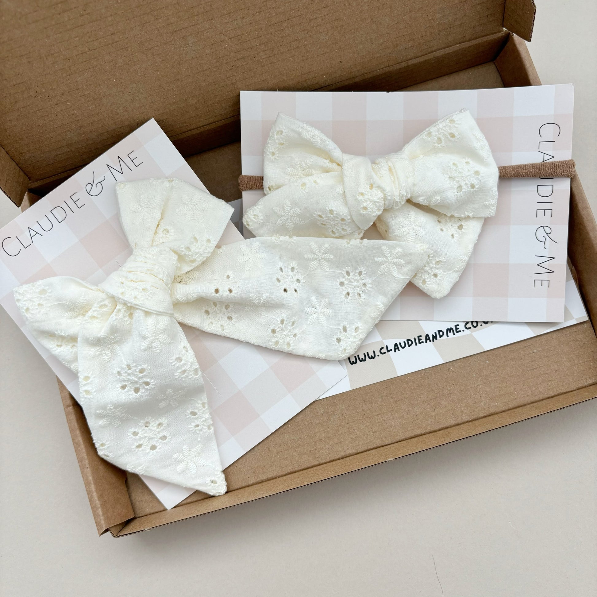 Oversized Cream Broderie Lace Bow image 2
