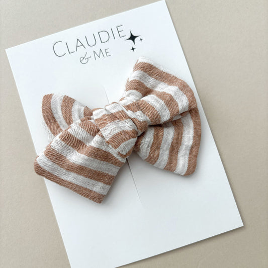 Toffee Stripe Hair Bow image 0