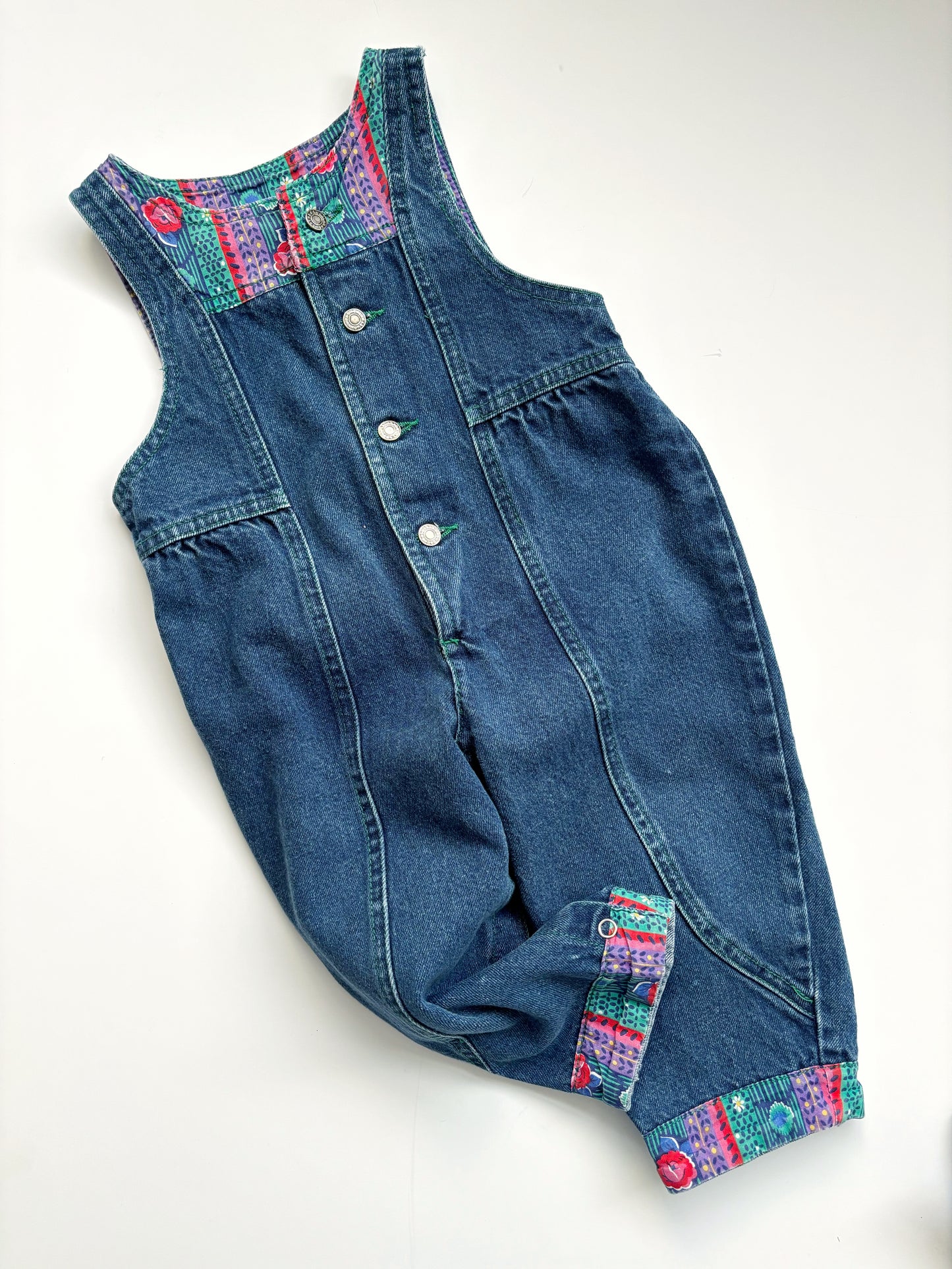 Vintage Denim Turn Up Dungarees Age 18 Months