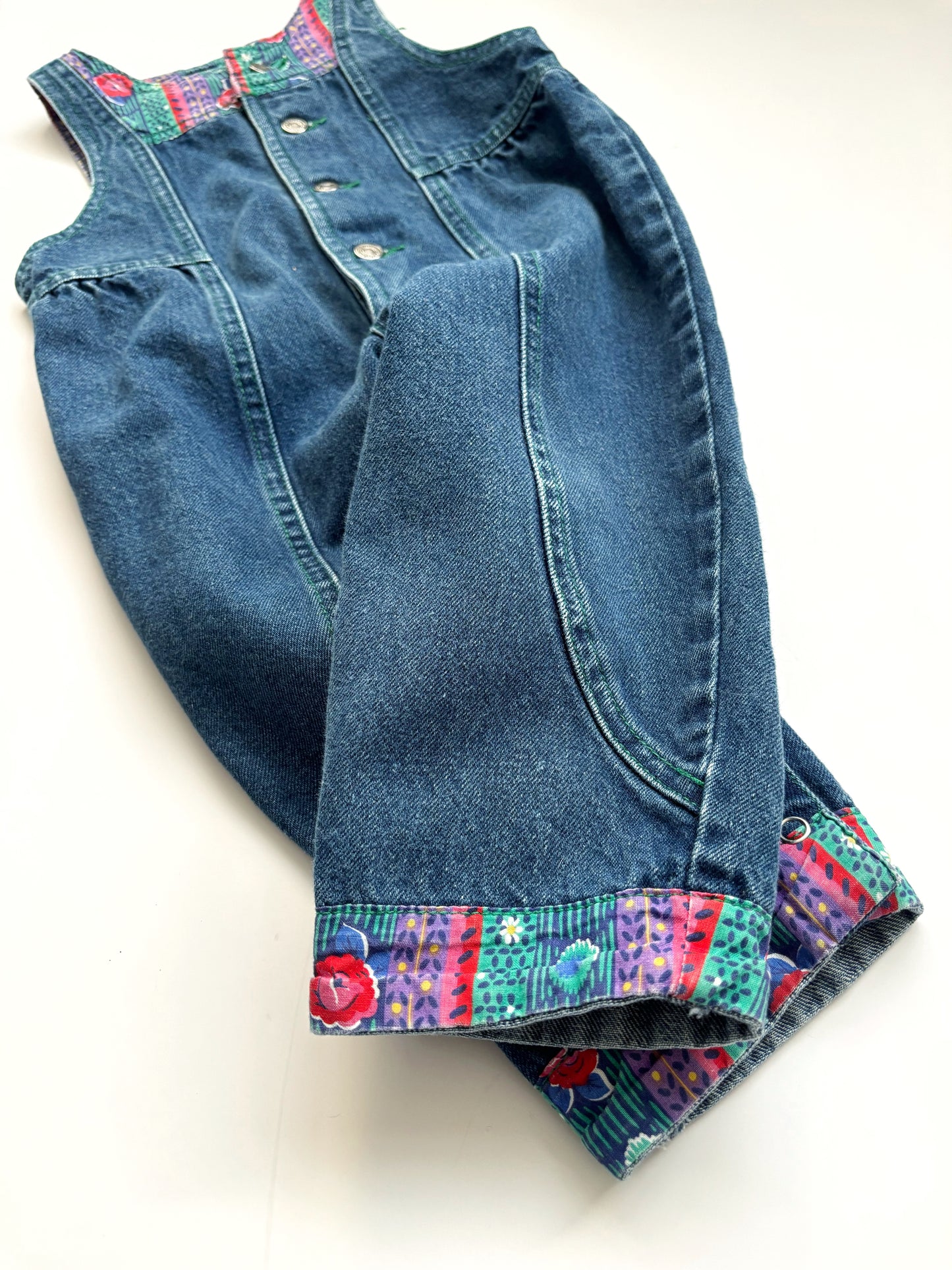Vintage Denim Turn Up Dungarees Age 18 Months