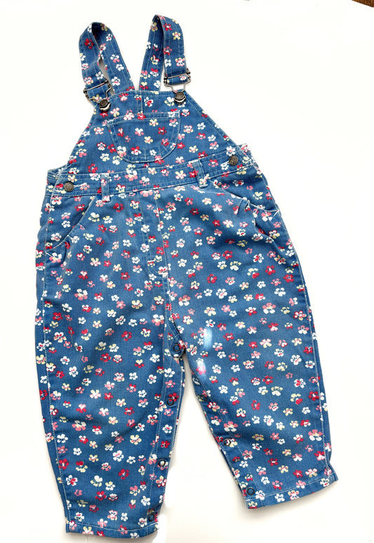 Vintage Floral Dungarees Size 12-18 Months