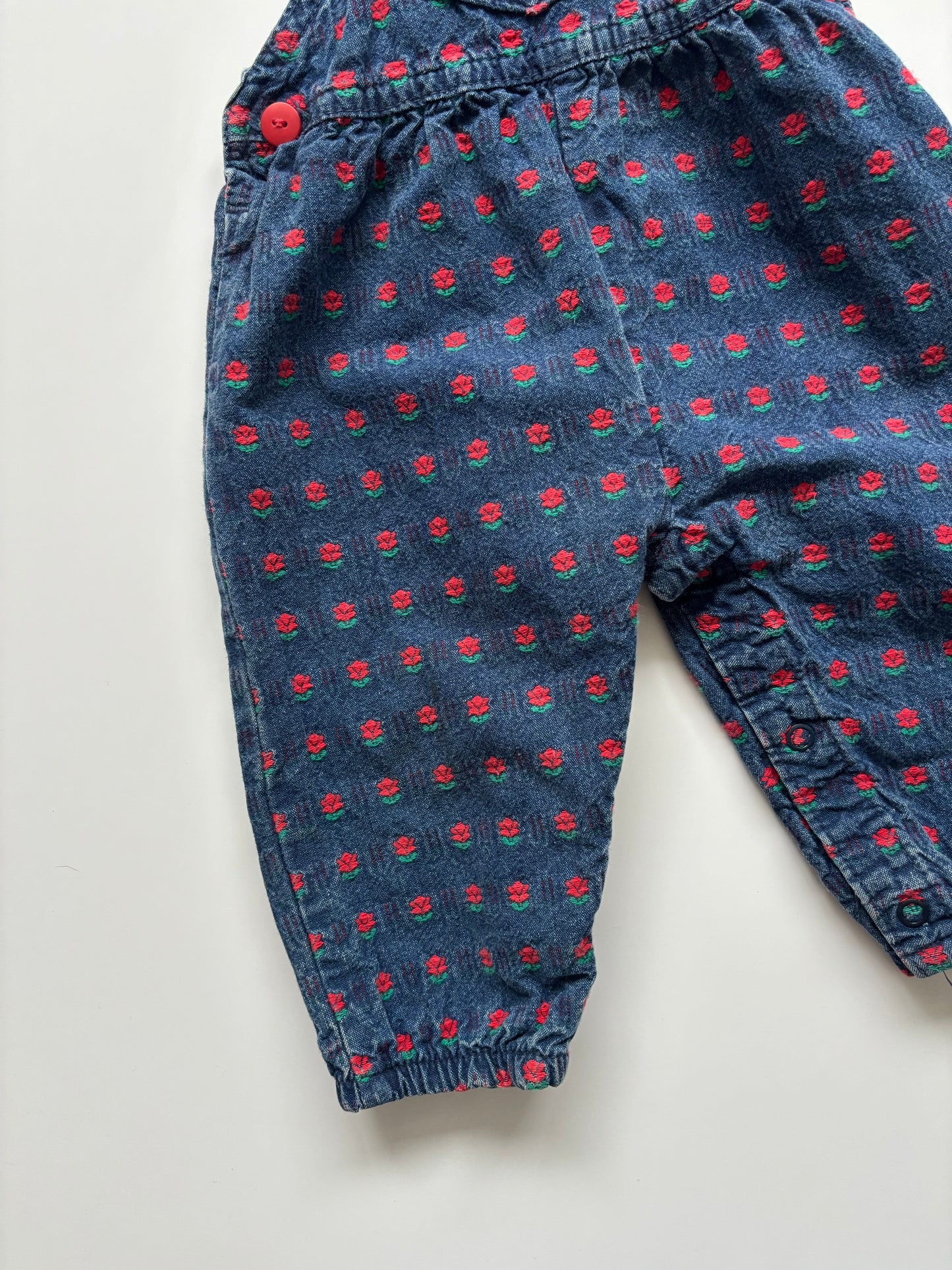 Vintage Blue & Red Oshkosh Dungarees Age 6-9 Months.