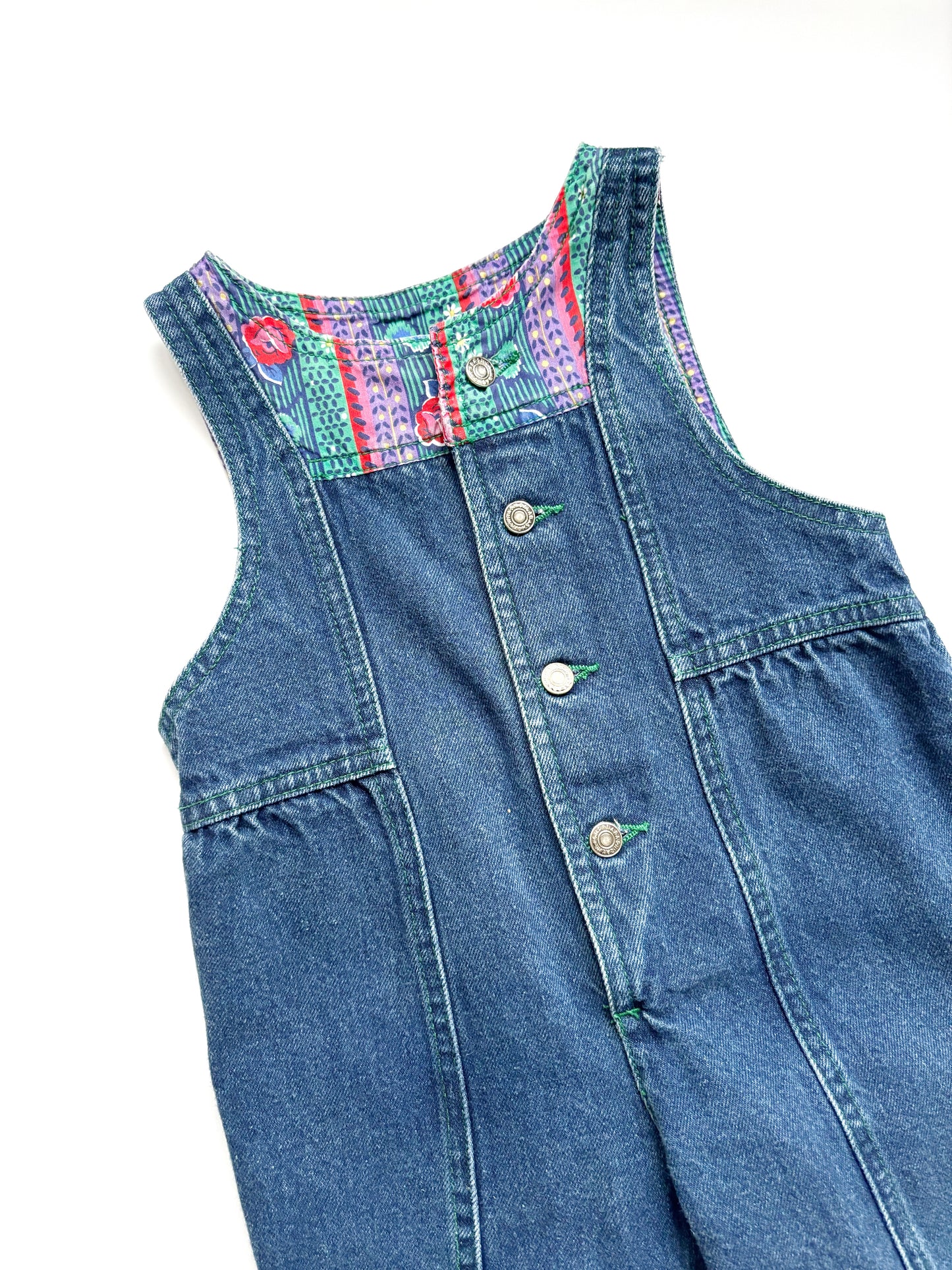 Vintage Denim Turn Up Dungarees Age 18 Months