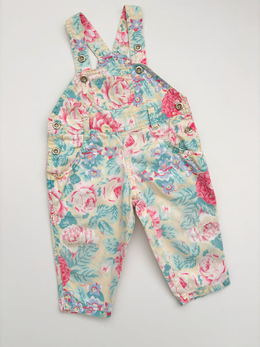 Vintage Floral Dungarees Age 0-6 Months