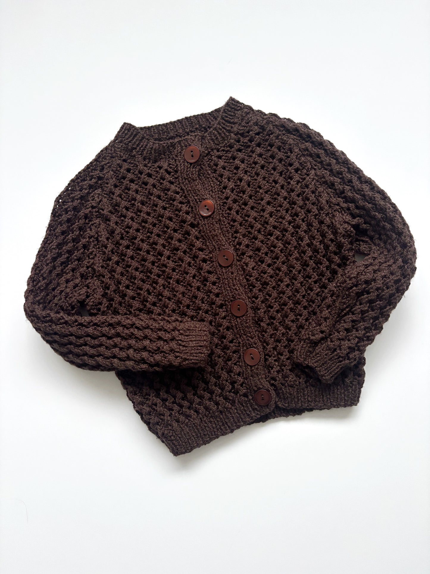 Handknit Brown Cardigan Age 1-2 Years
