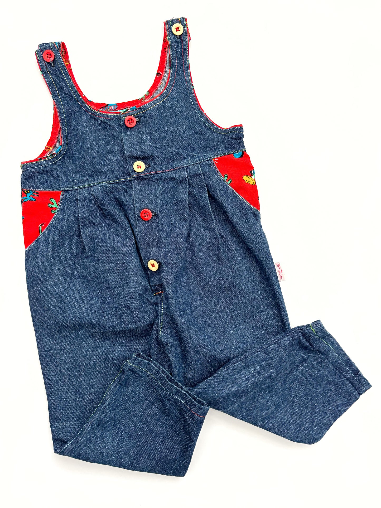 Vintage Lined Denim Dungarees Age 12-18 Months