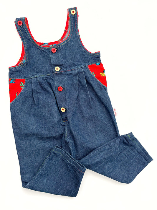 Vintage Lined Denim Dungarees Age 12-18 Months