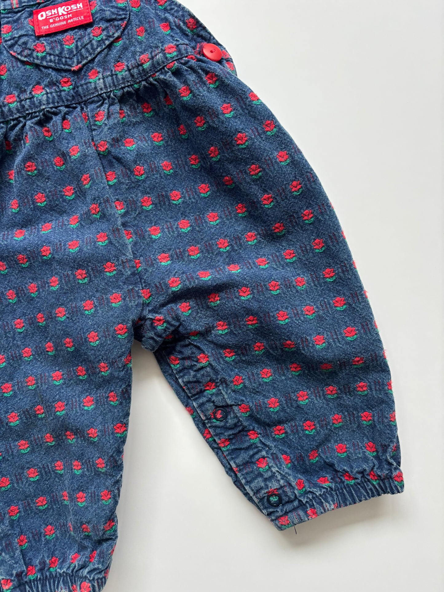Vintage Blue & Red Oshkosh Dungarees Age 6-9 Months.