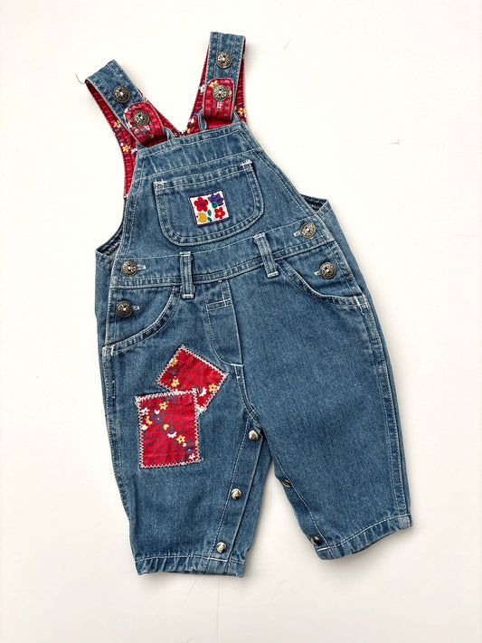 Vintage Patchwork Dungarees Age 0-3 Months