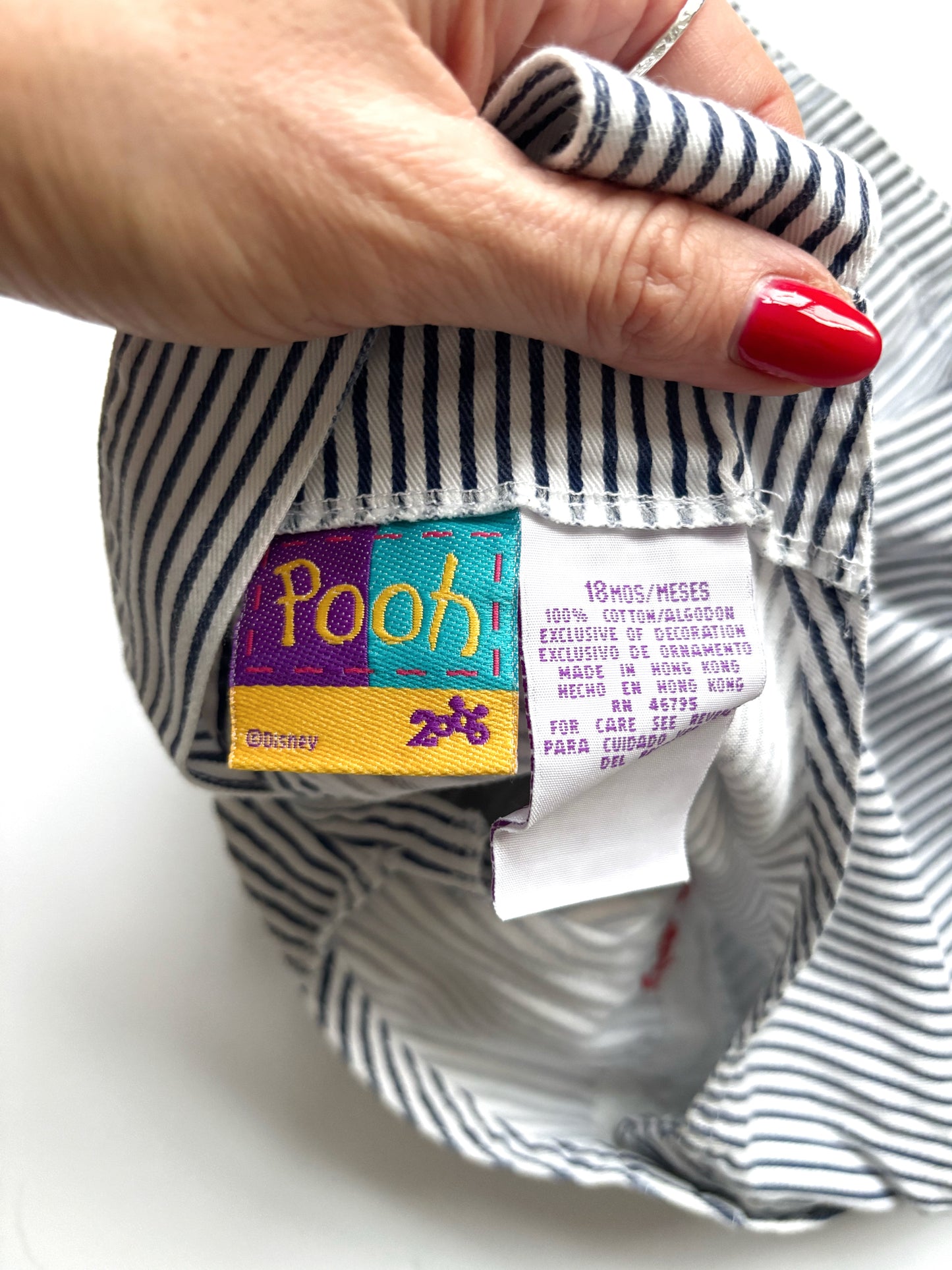 Vintage Winnie the Pooh Stripe Dungarees Age 18 Months