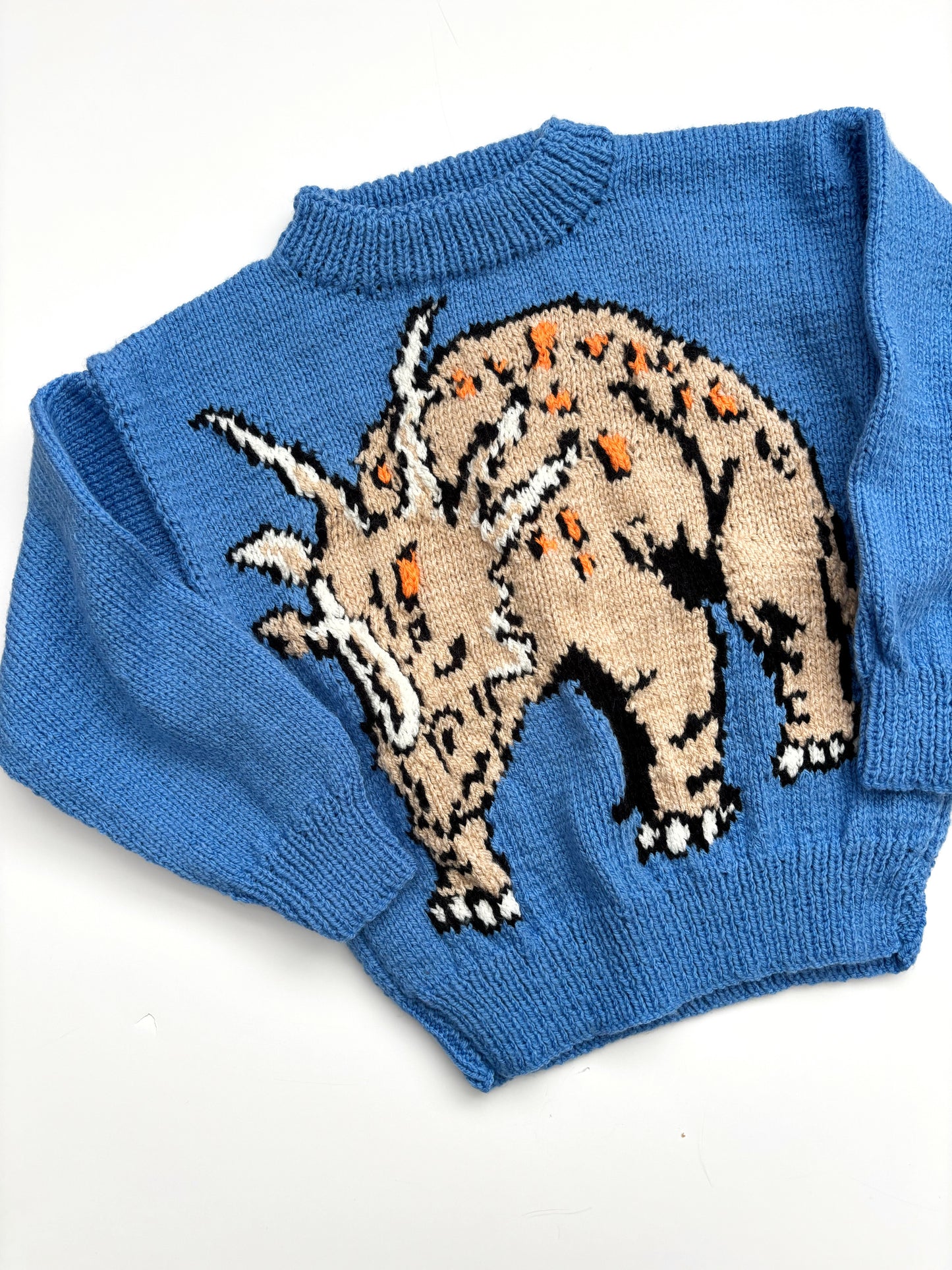 Triceratops Handknit Jumper Age 3-4 Years