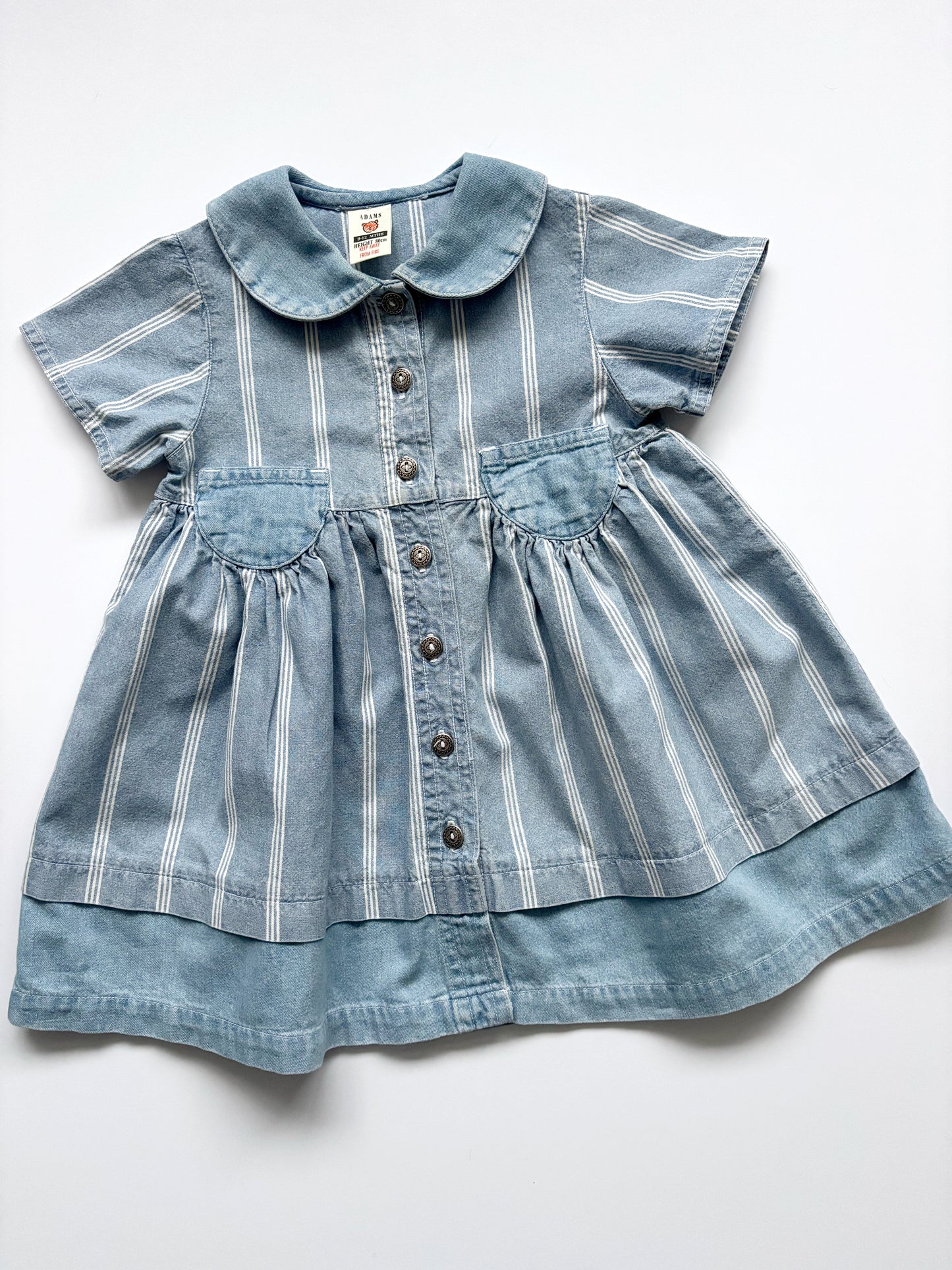 Vintage Stripey Denim Dress Age 9-12 Months