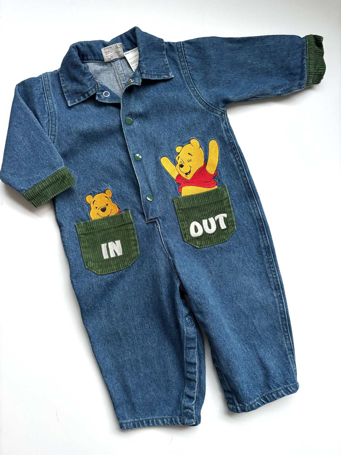Vintage Winnie the Pooh Denim Romper Age 12 Months